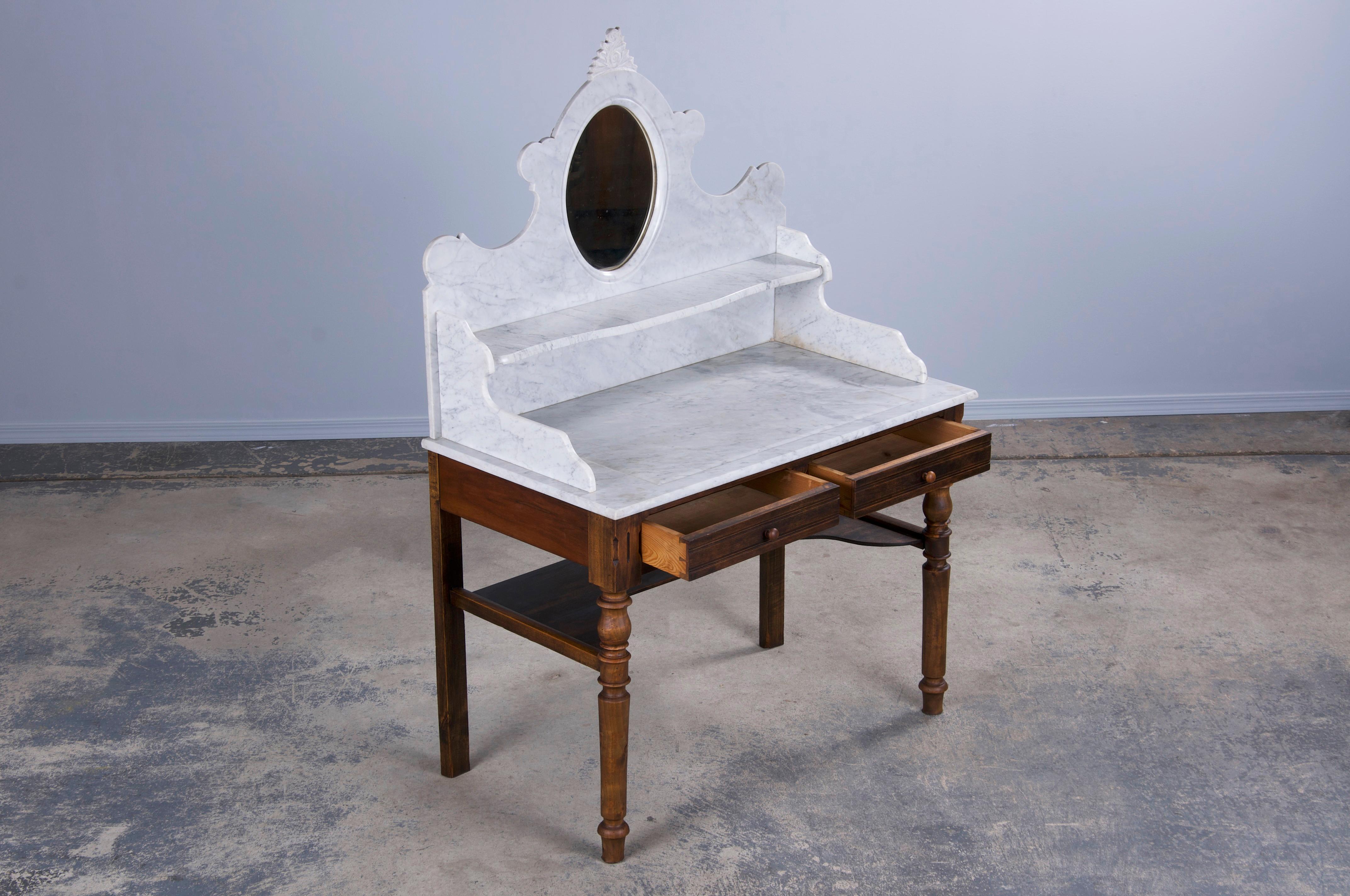 Antique French Louis Philippe Style Maple Wash Table or Vanity 8