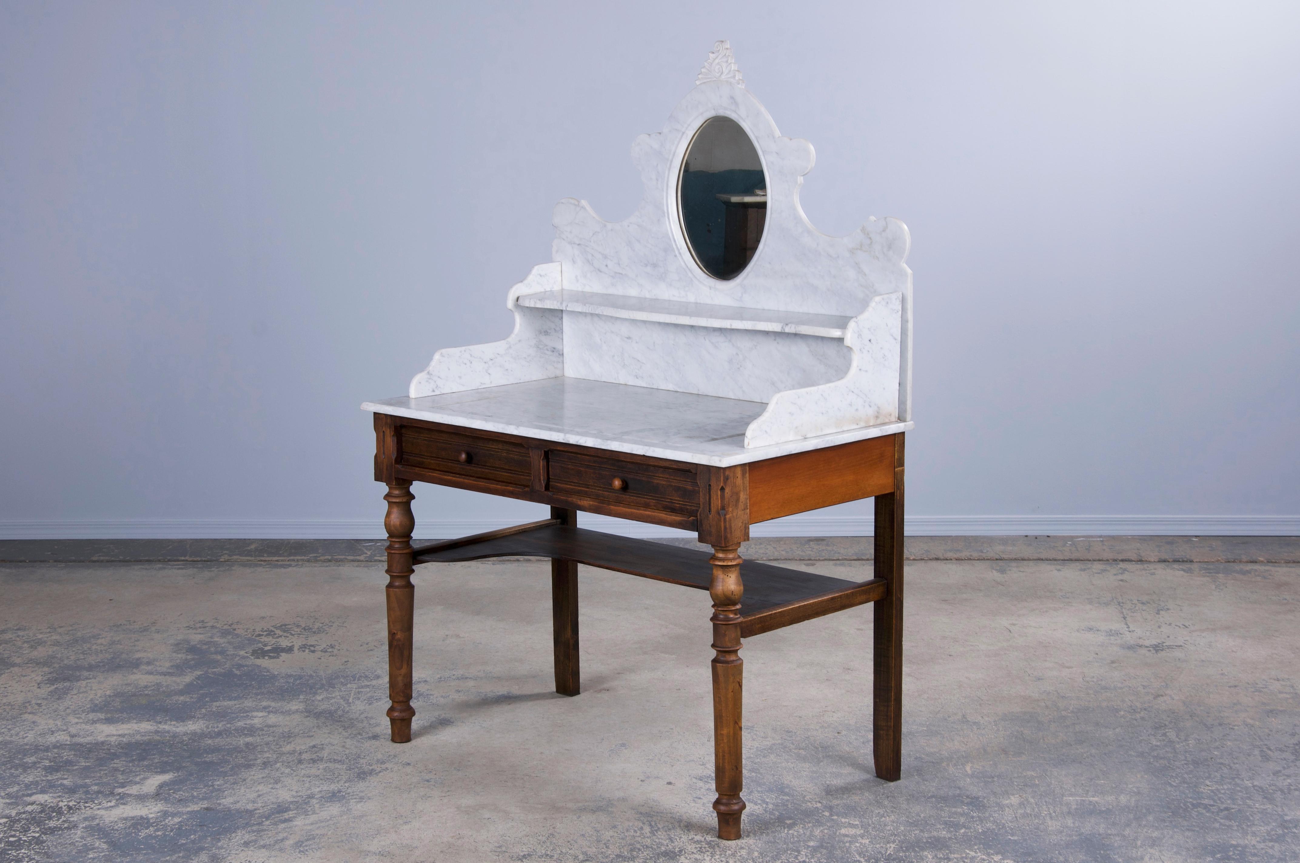Antique French Louis Philippe Style Maple Wash Table or Vanity 10