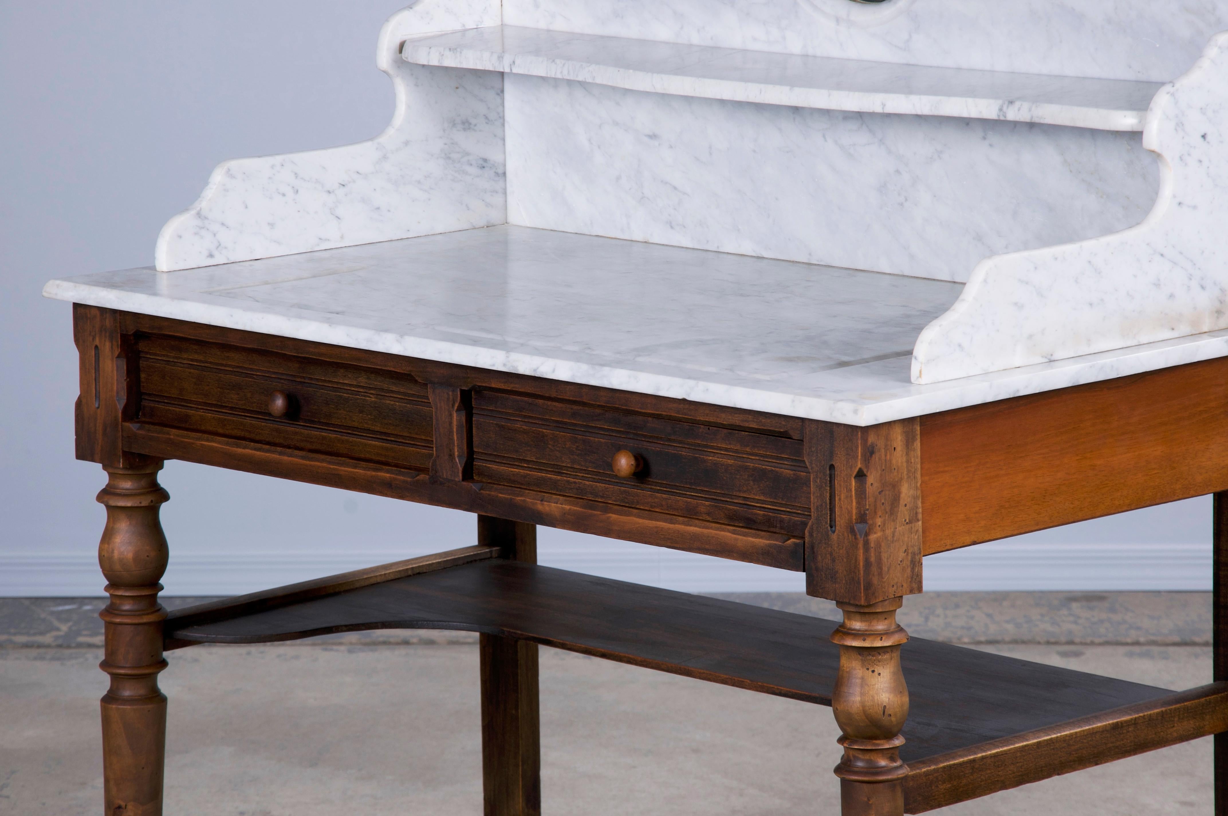 Antique French Louis Philippe Style Maple Wash Table or Vanity 11