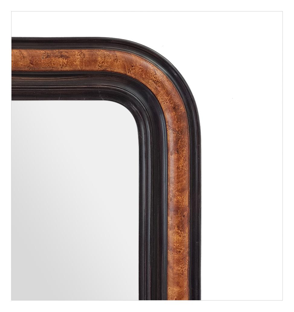 Faux Bois Antique French Louis-Philippe Style Mirror, Imitation Wood Painted, circa 1880 For Sale