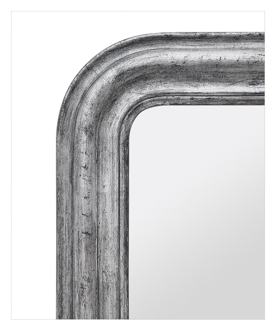 Antique French Louis-Philippe Style Mirror In Patinated Silver Wood, circa 1885 In Good Condition For Sale In Paris, FR