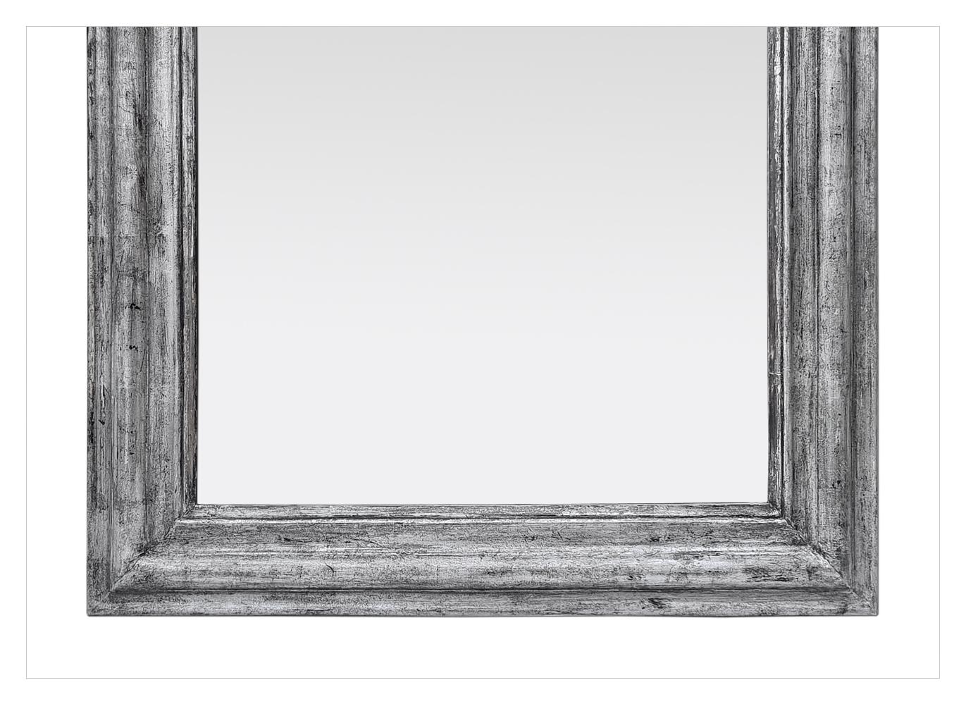 Antike Französisch Louis-Philippe-Stil Spiegel in patiniert Silber Holz, um 1885 (Spätes 19. Jahrhundert) im Angebot