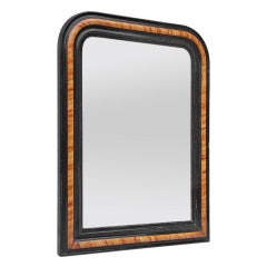 Antique French Louis-Philippe Style Mirror With Imitation Wood Decor, circa 1880
