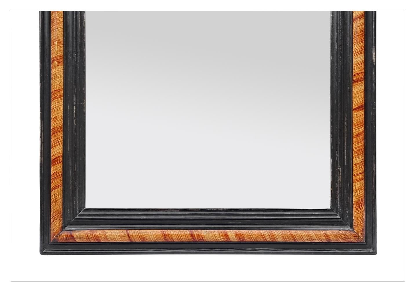Late 19th Century Antique French Louis-Philippe Style Mirror With Imitation Wood Decor, circa 1880 For Sale