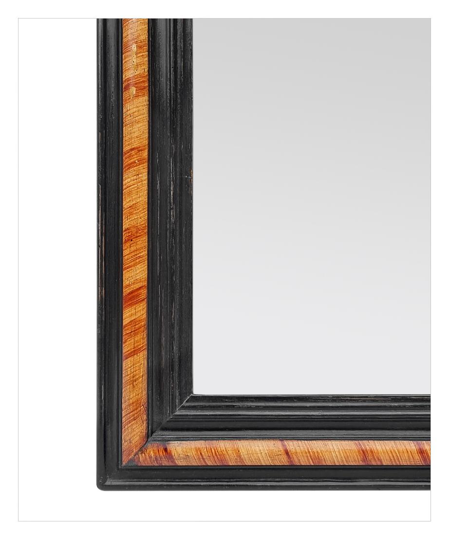 Antique French Louis-Philippe Style Mirror With Imitation Wood Decor, circa 1880 For Sale 1
