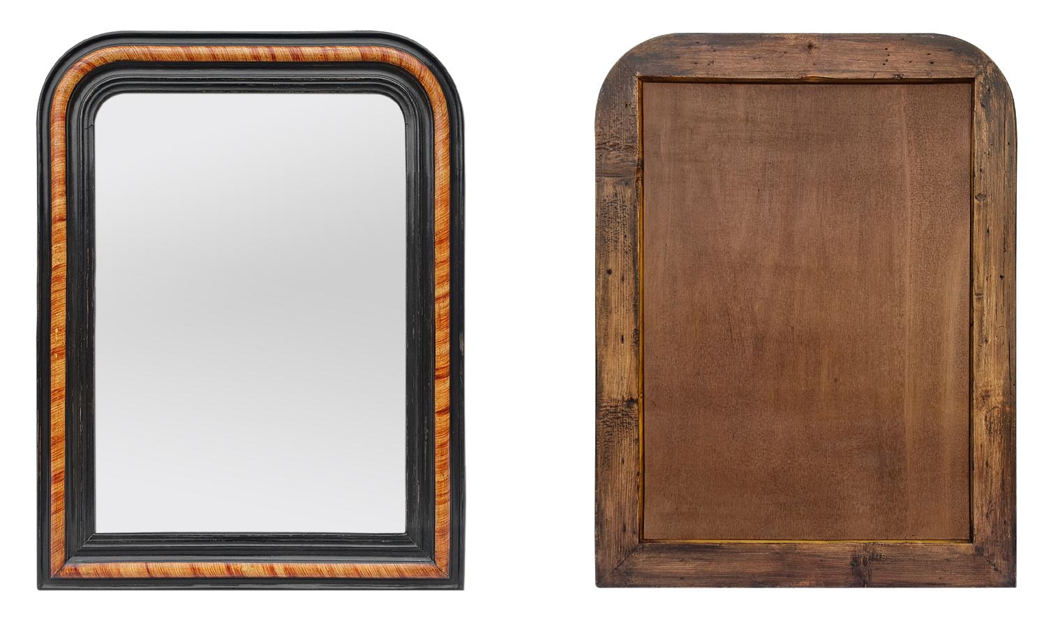 Antique French Louis-Philippe Style Mirror With Imitation Wood Decor, circa 1880 For Sale 2