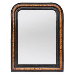 Antique French Louis-Philippe Style Mirror With Imitation Wood Decor, circa 1880