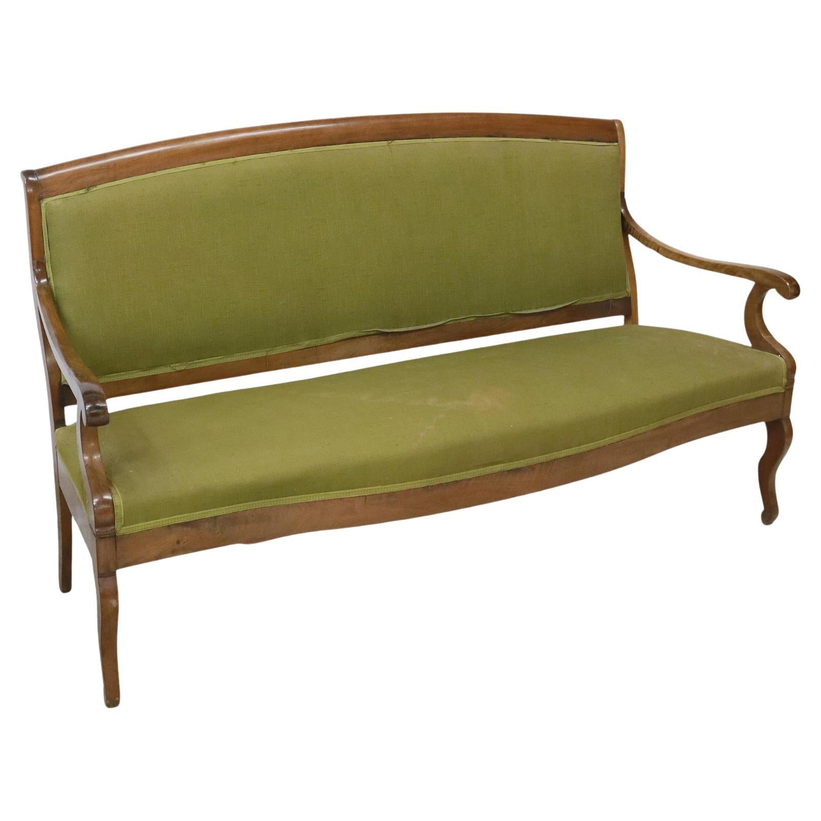 Antique French Louis Philippe Upholstered Walnut Sofa For Sale