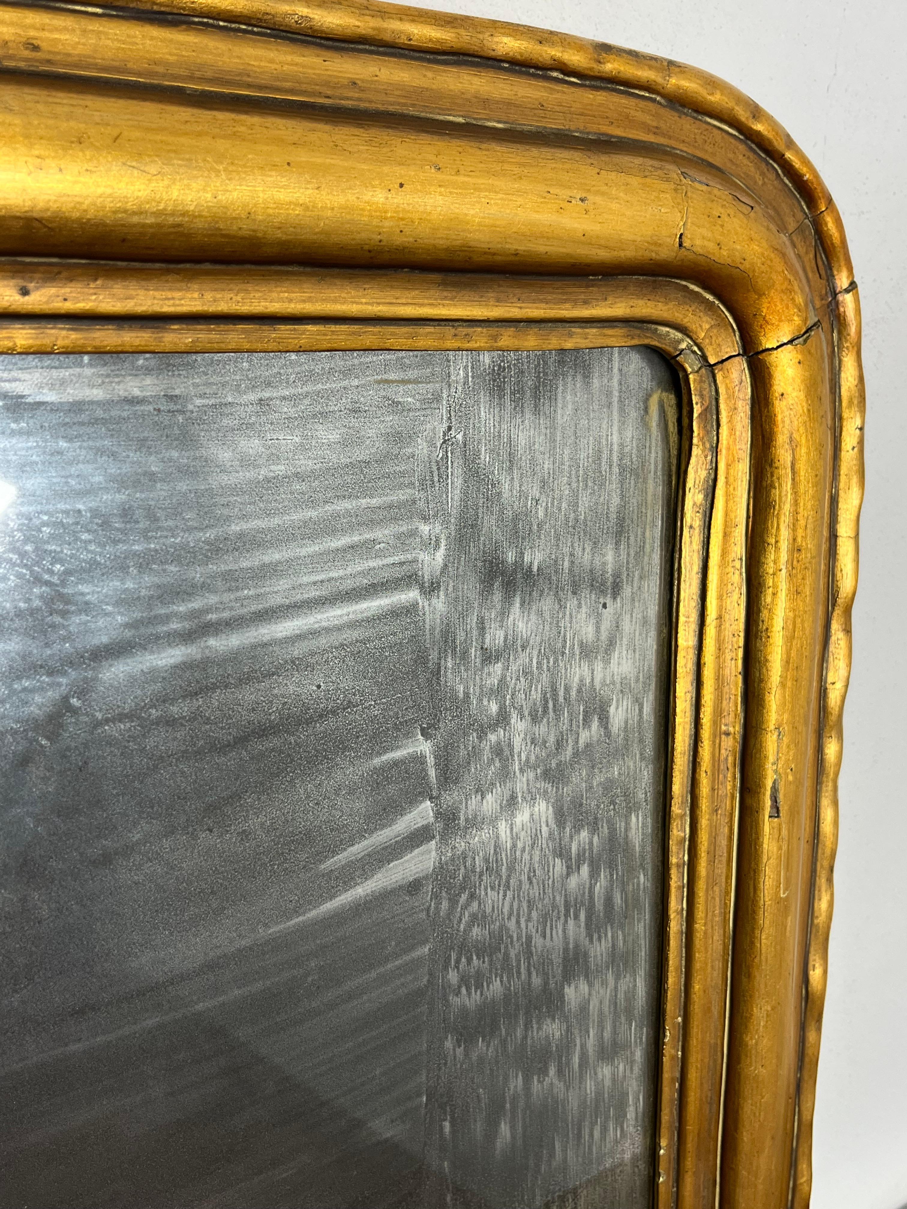 Antique French Louis Philippe Wall Mirror In Wood And Gold Leaf, 1930s For Sale 4