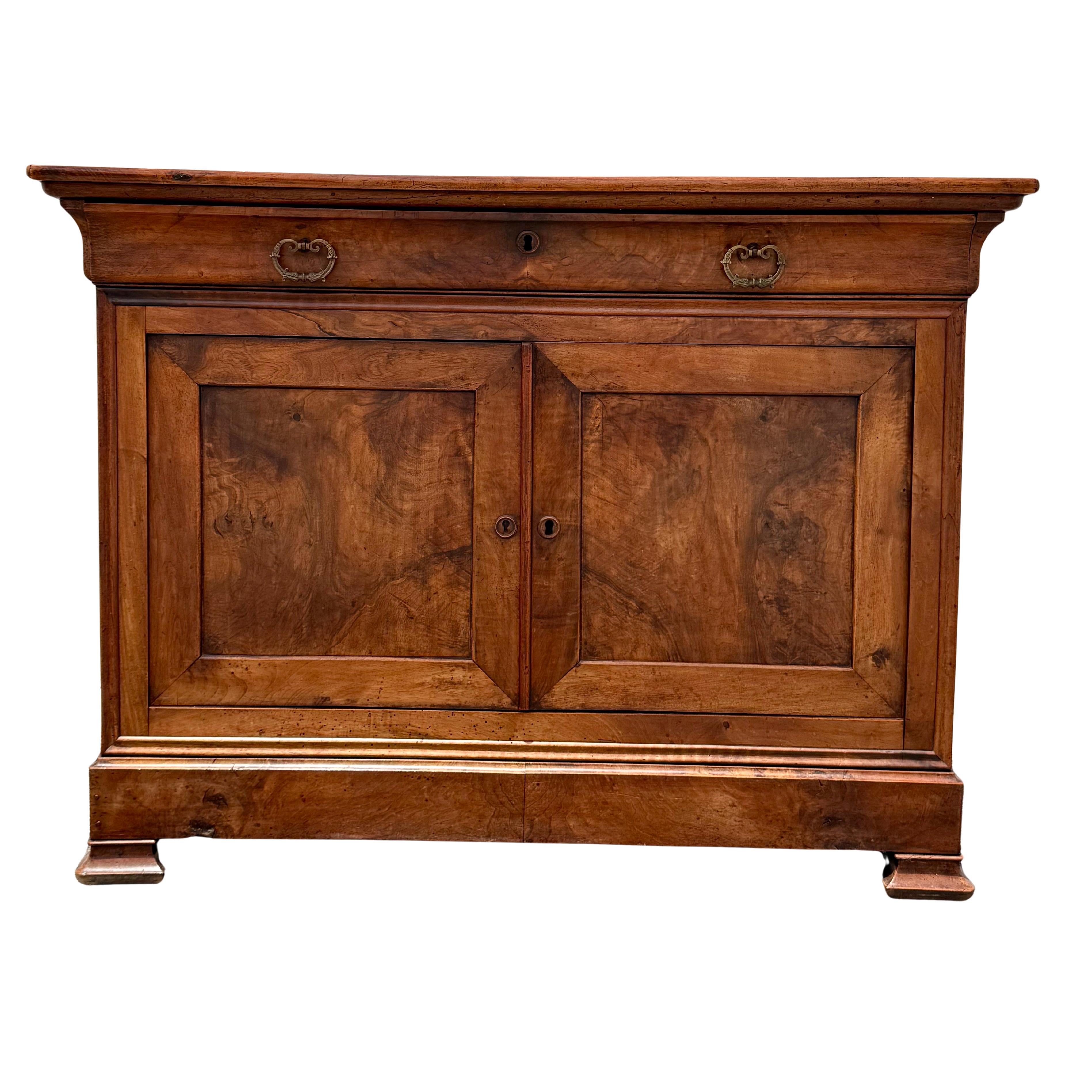 Antique French Louis Philippe Walnut Buffet d'Appui, Circa 1840