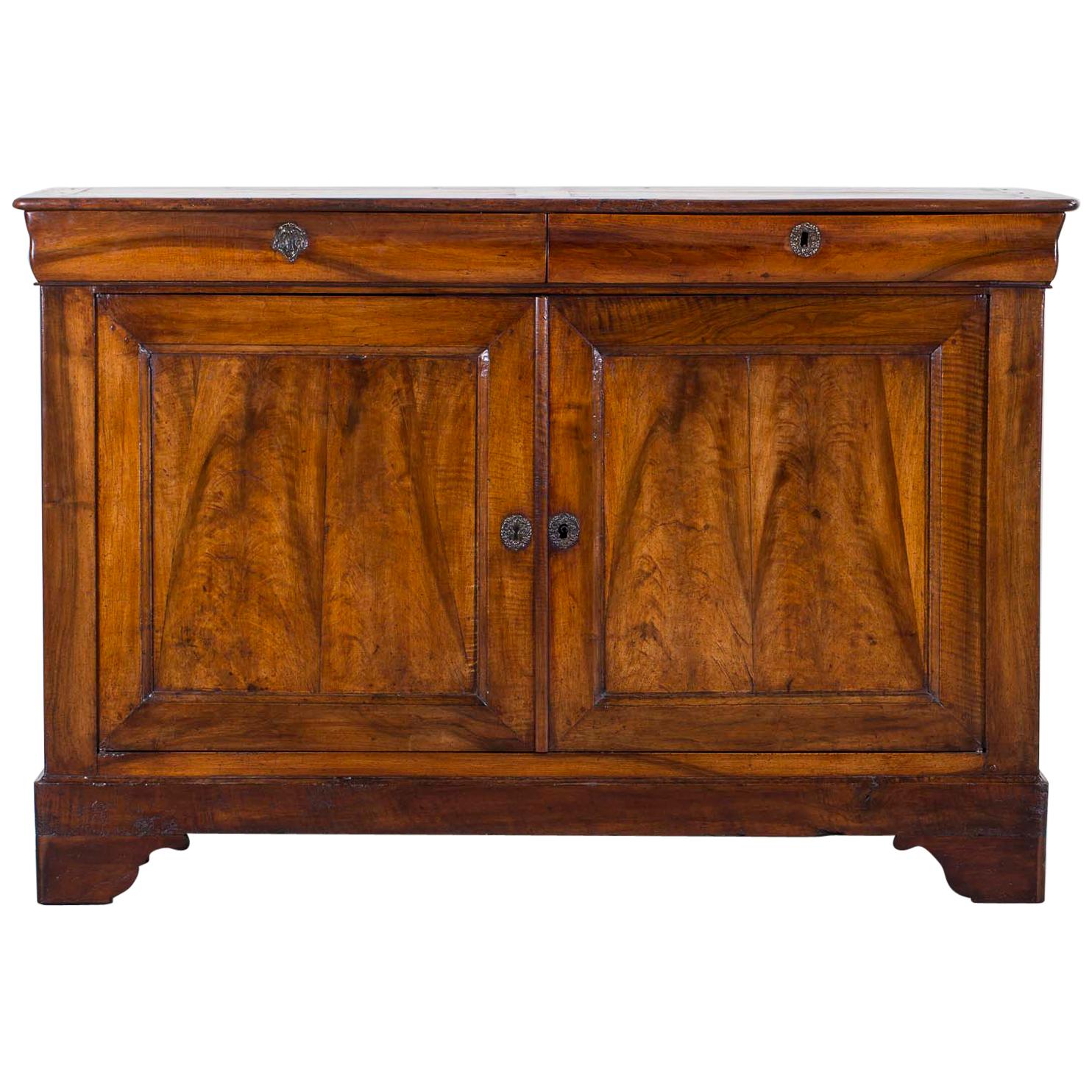 Antique French Louis Philippe Walnut Pine Buffet Credenza France, circa 1860