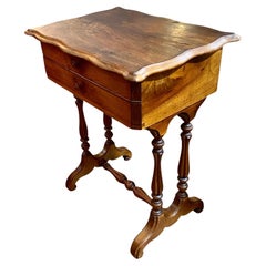 Antique French Louis Philippe Walnut Work Table with Inscription