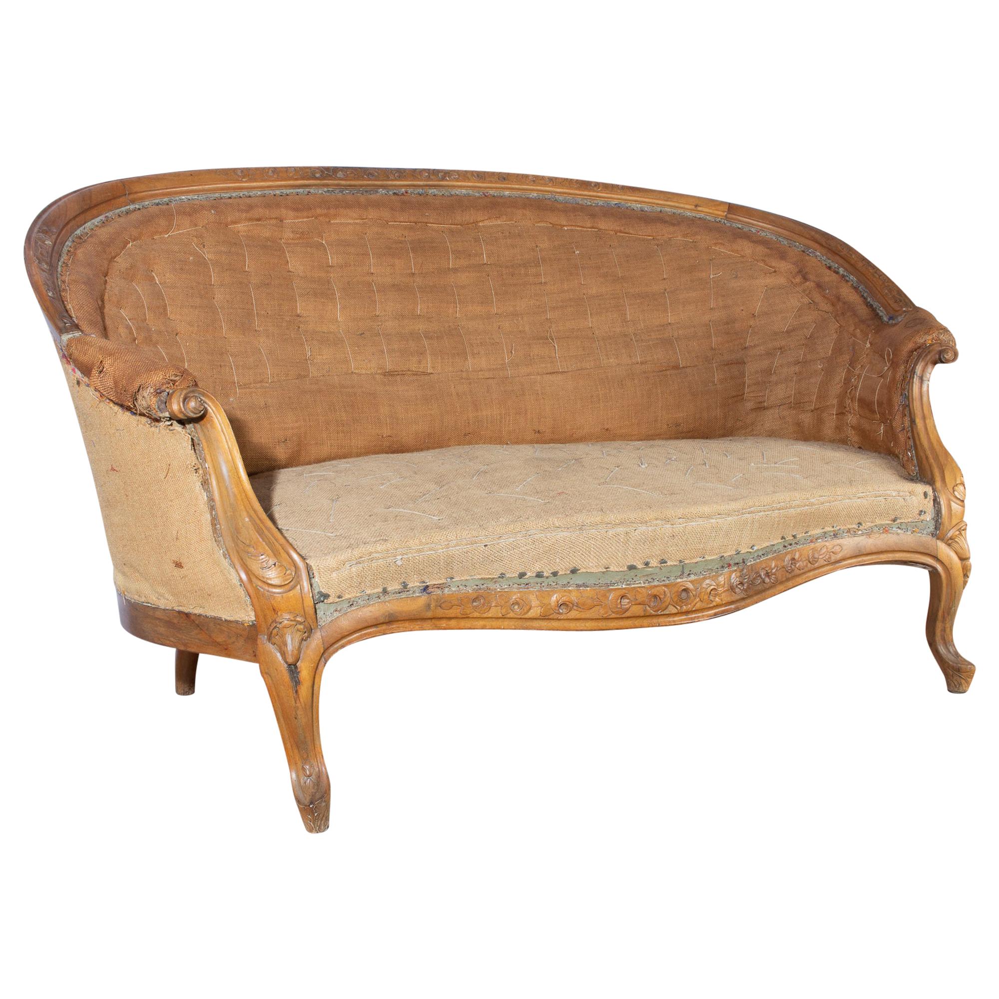 French Art Deco Maple and Gilt Wood Upholstered Loveseat For Sale at