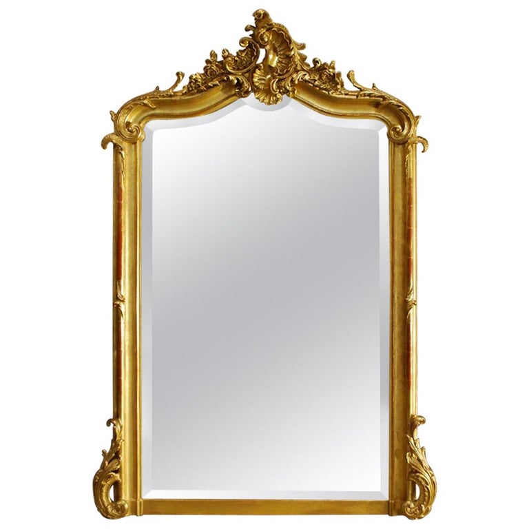 Antique French Louis Quinze Gold Gilt, French Gold Gilt Mirror