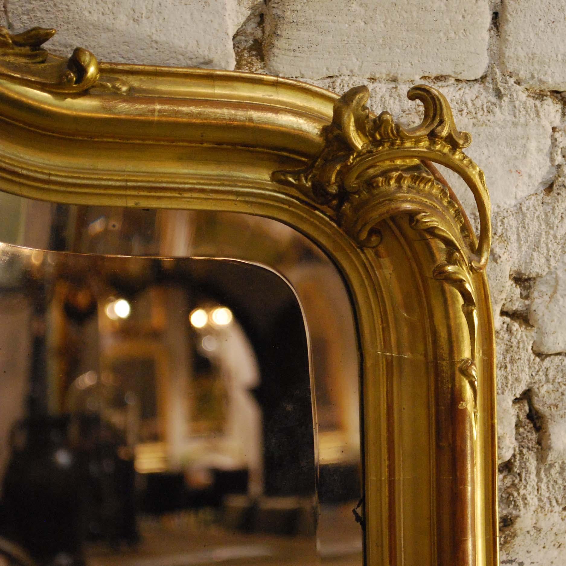 Antique French Louis Quinze or Rococo Gold Gilt Mirror 1