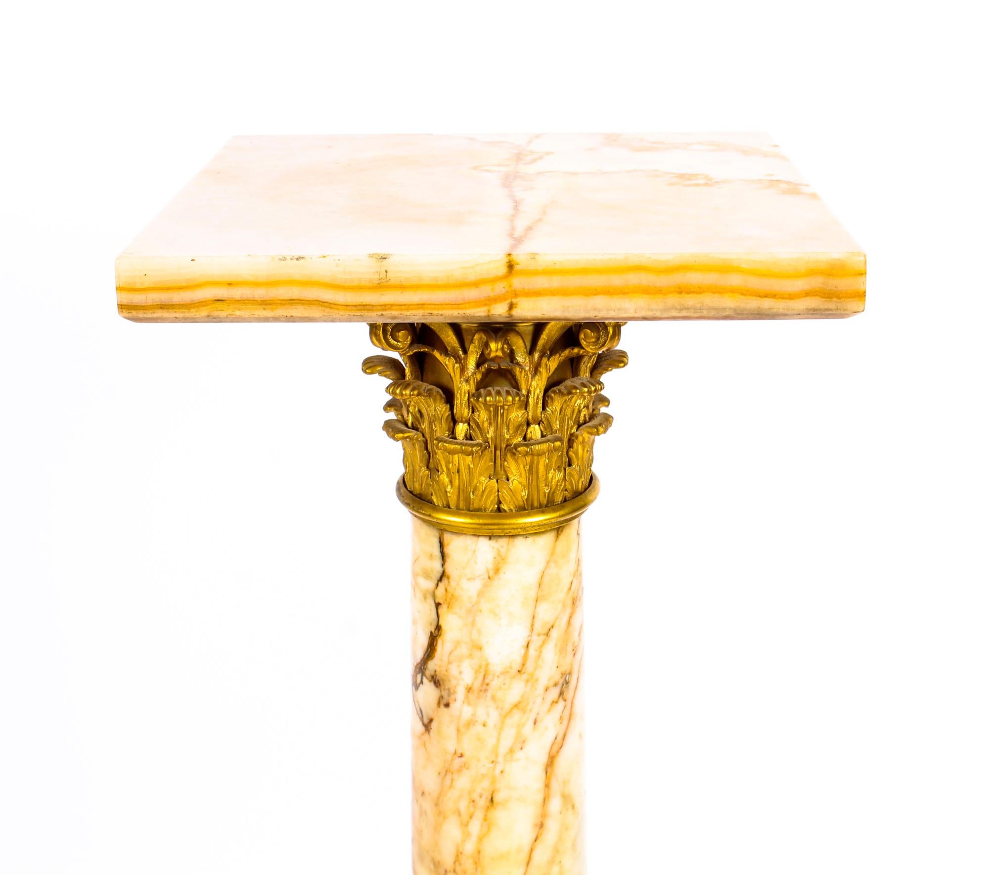 Antique French Louis Revival Alabaster Ormolu Mounted Torchere Pedestal In Good Condition In London, GB