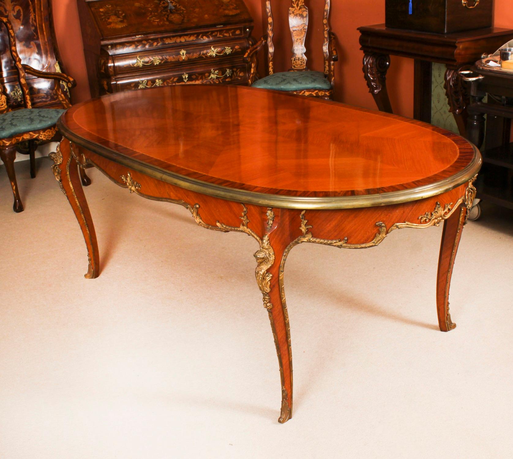 Antique French Louis Revival Dining Table and 6 Chairs 20th Century In Good Condition For Sale In London, GB