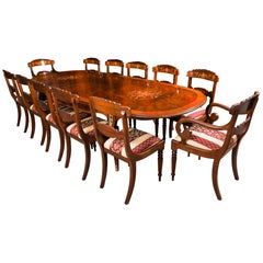 Antique French Louis Revival Dining Table and12 Walnut chairs 20th Century