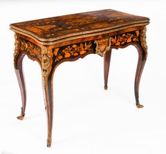 Antique French Louis Revival Floral Marquetry Console / Card Table XIX secolo