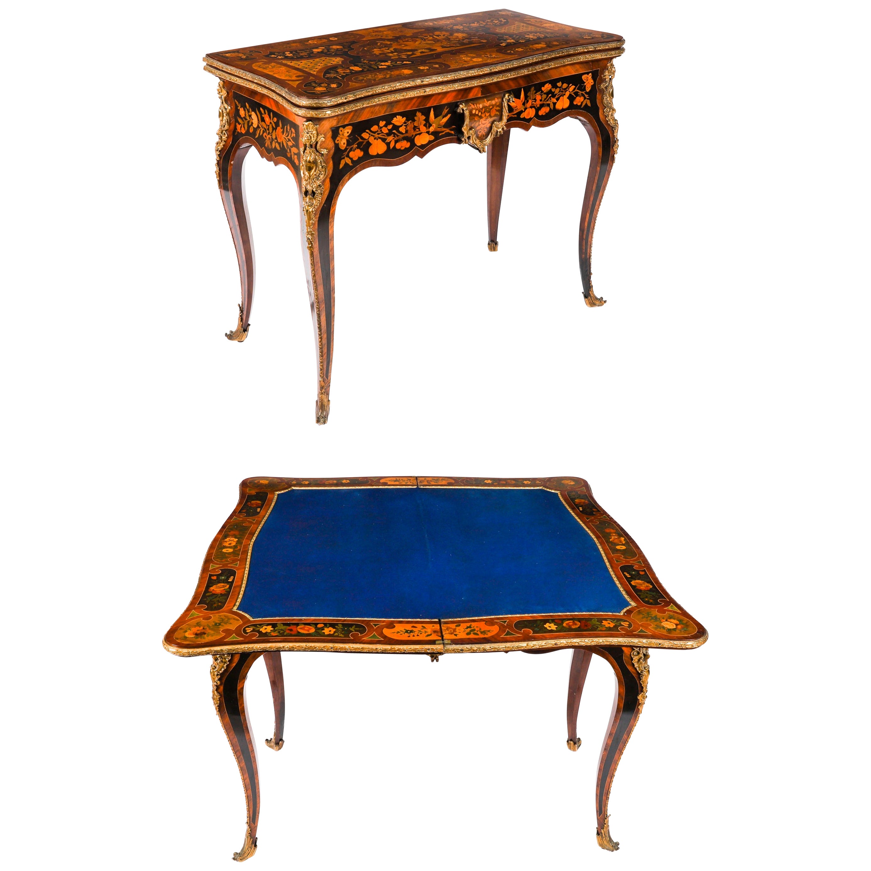 Antique French Louis Revival Floral Marquetry Console / Card Table 19thCentury en vente
