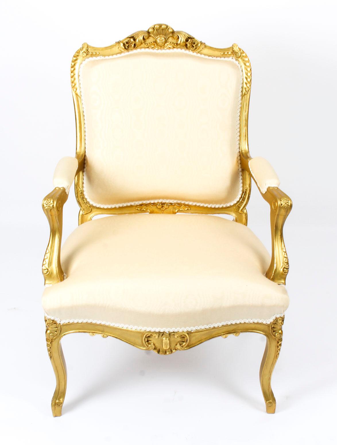 Antique French Louis Revival Giltwood Four-Piece Salon Suite, 19th Century In Good Condition In London, GB