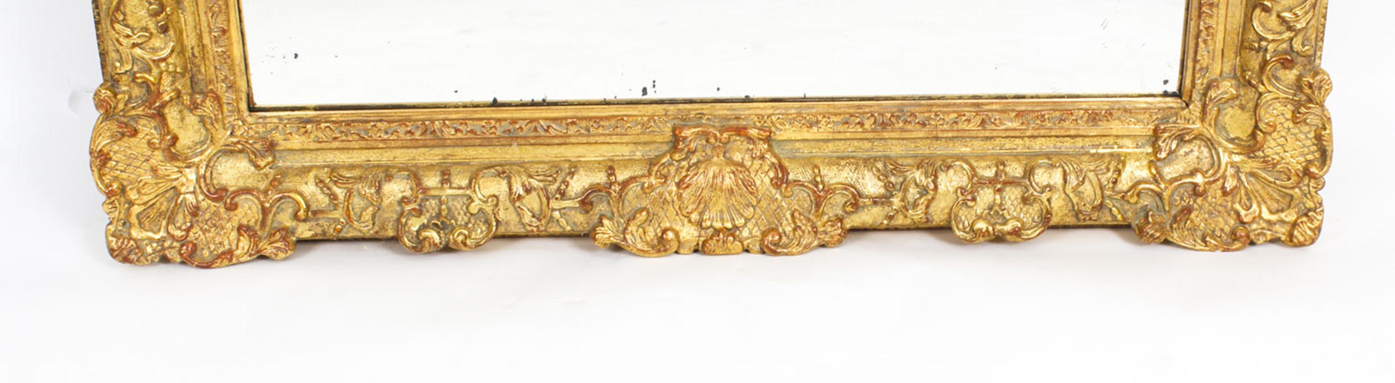 Mid-19th Century Antique French Louis Revival Giltwood Overmantel Mirror, 19th Century