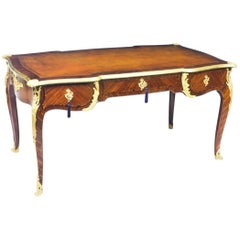 Antique French Louis Revival Kingwood & Ormolu Bureau Plat Desk 19th Century