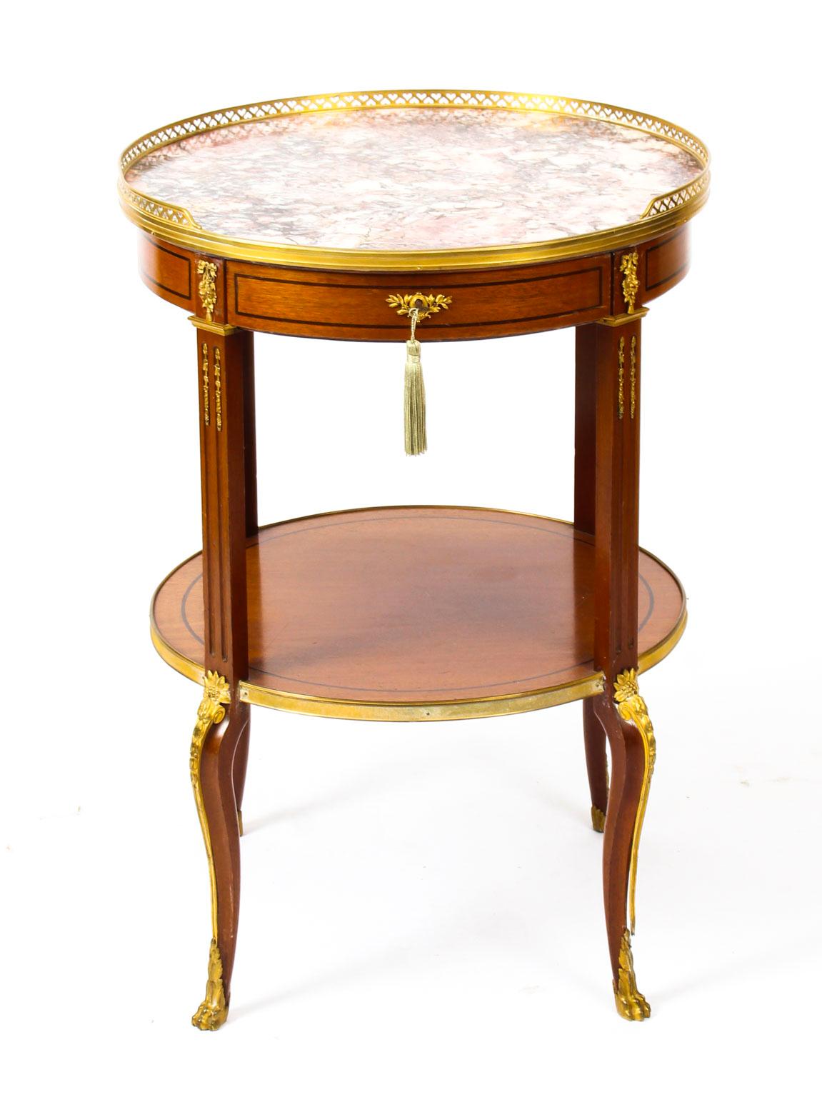 Antique French Louis Revival Marble and Ormolu Occasional Table, 19th Century For Sale 9