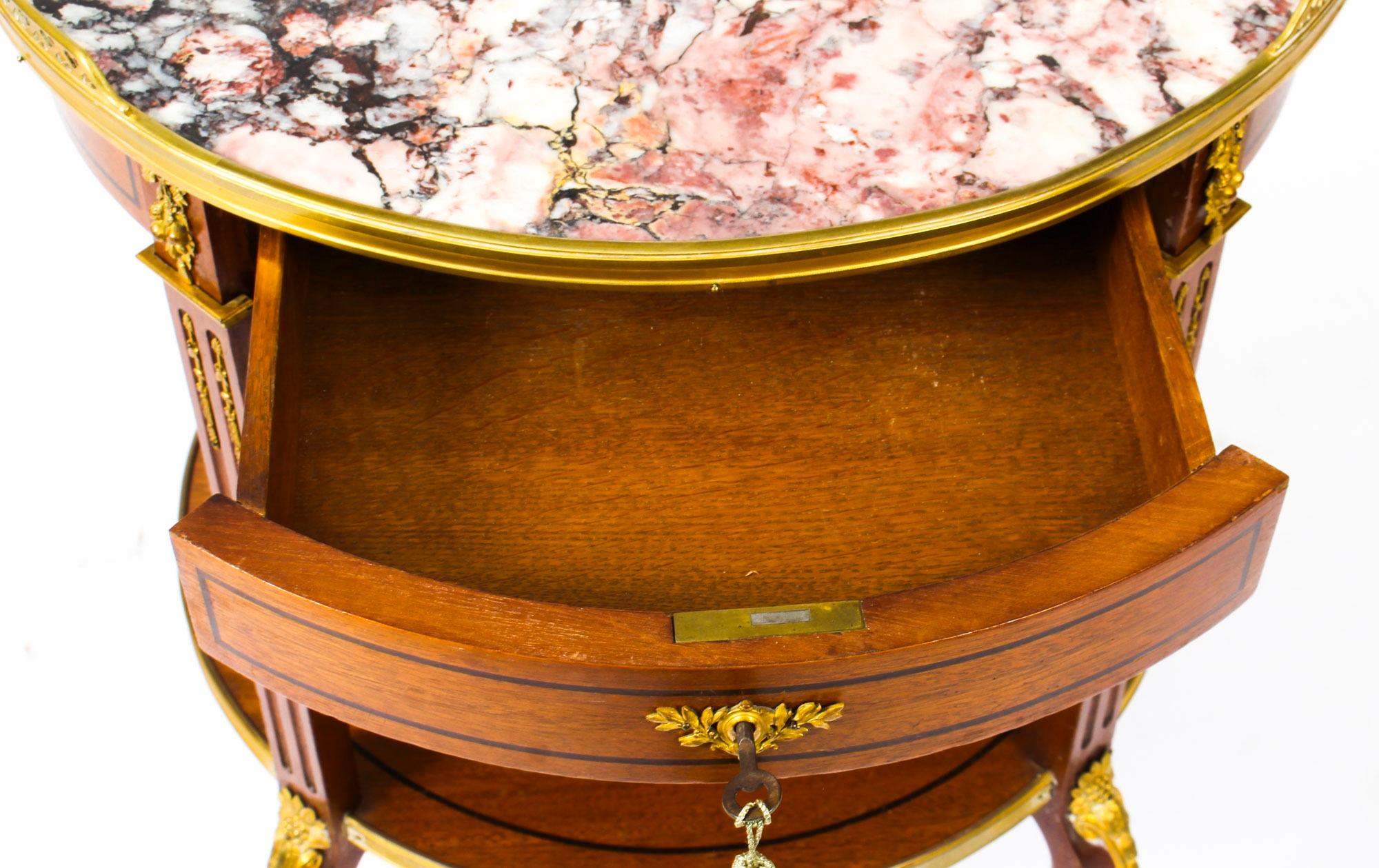 Ancienne table d'appoint néo-Louis en marbre et bronze doré 19ème siècle en vente 4