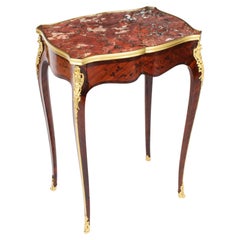 Antique French Louis Revival Marble Top & Ormolu Occasional Table, 19th Century