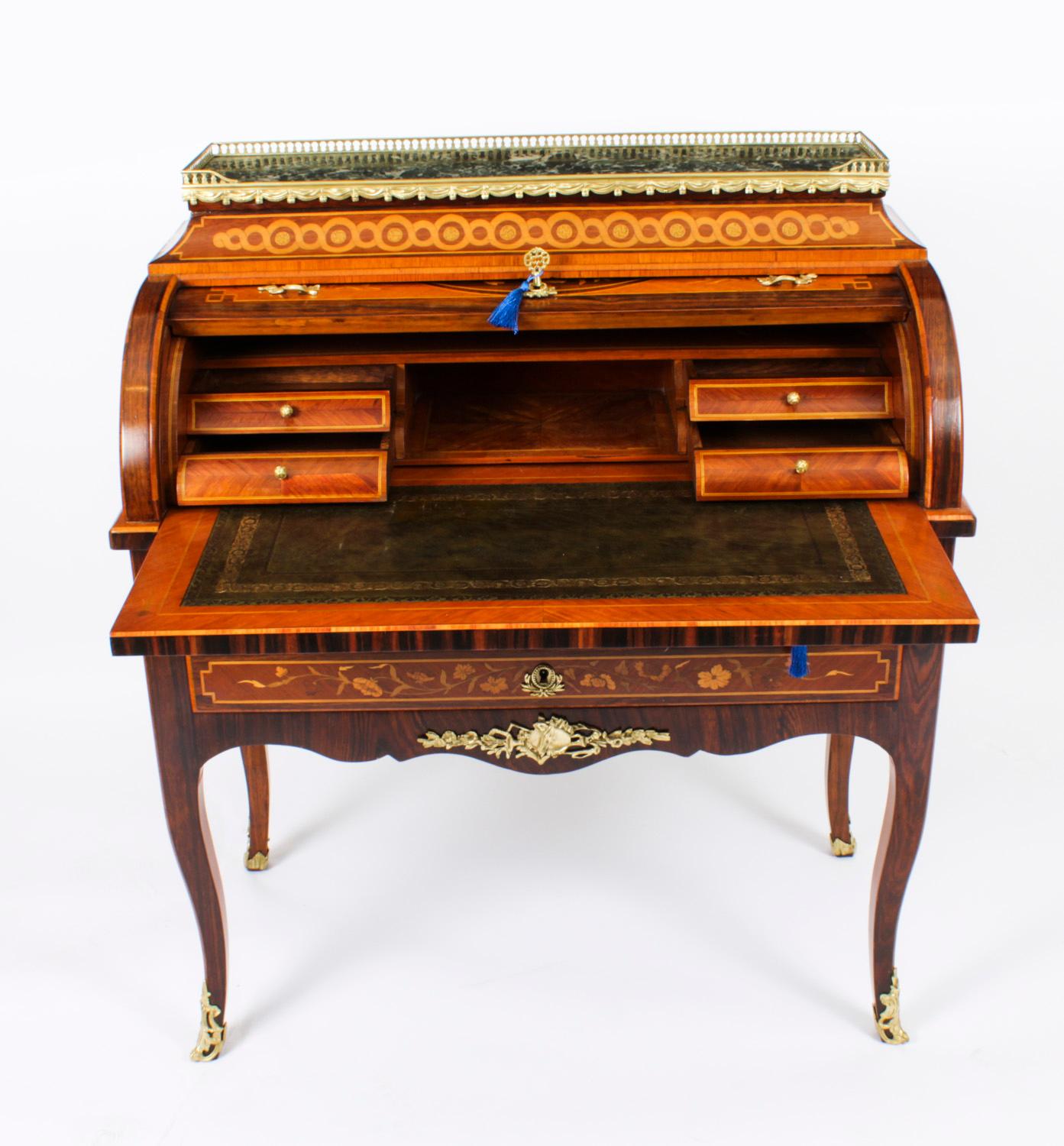 Mid-19th Century Antique French Louis Revival Marquetry Bureau, 19th Century