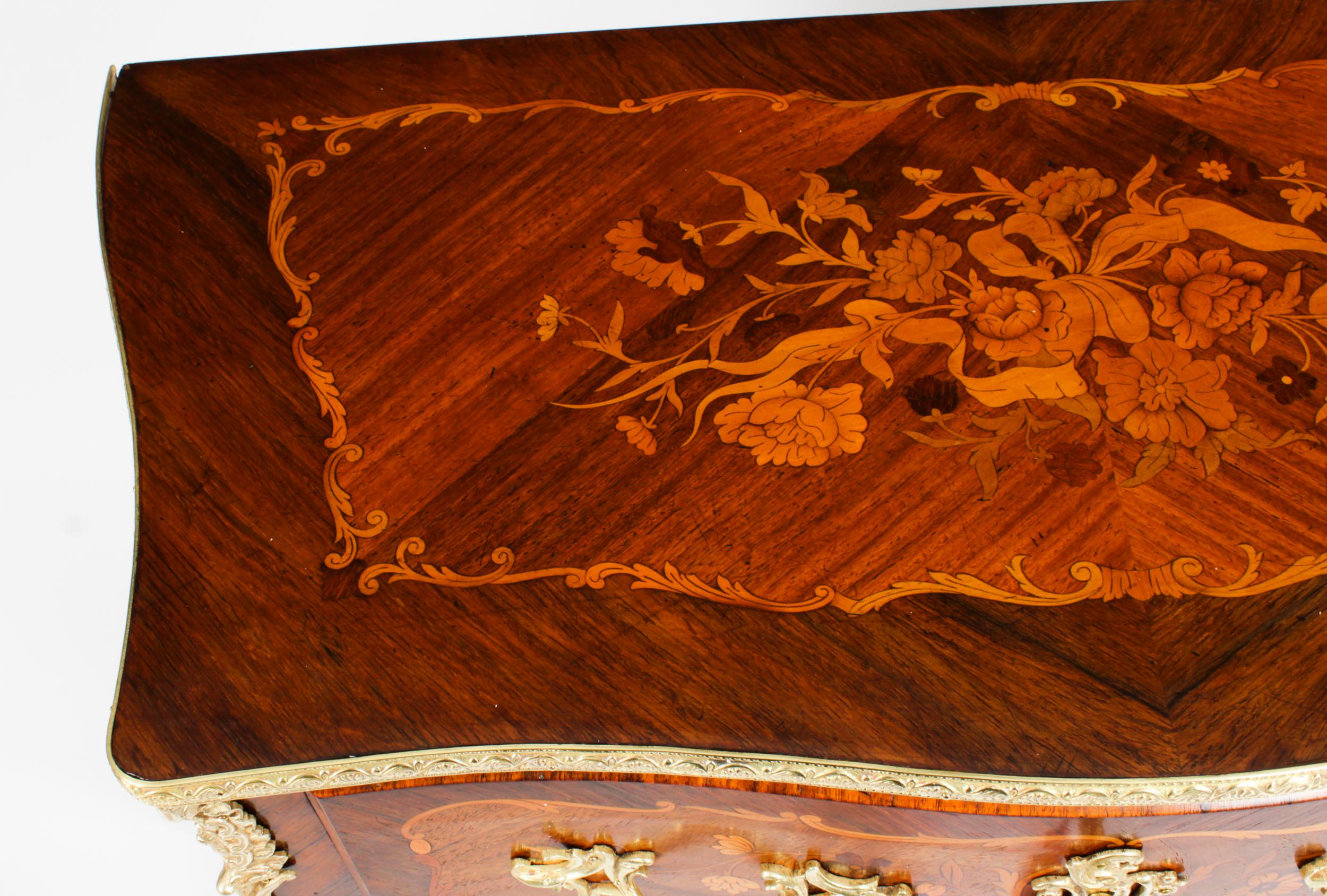 Ormolu Antique French Louis Revival Marquetry Commode, 19th Century For Sale