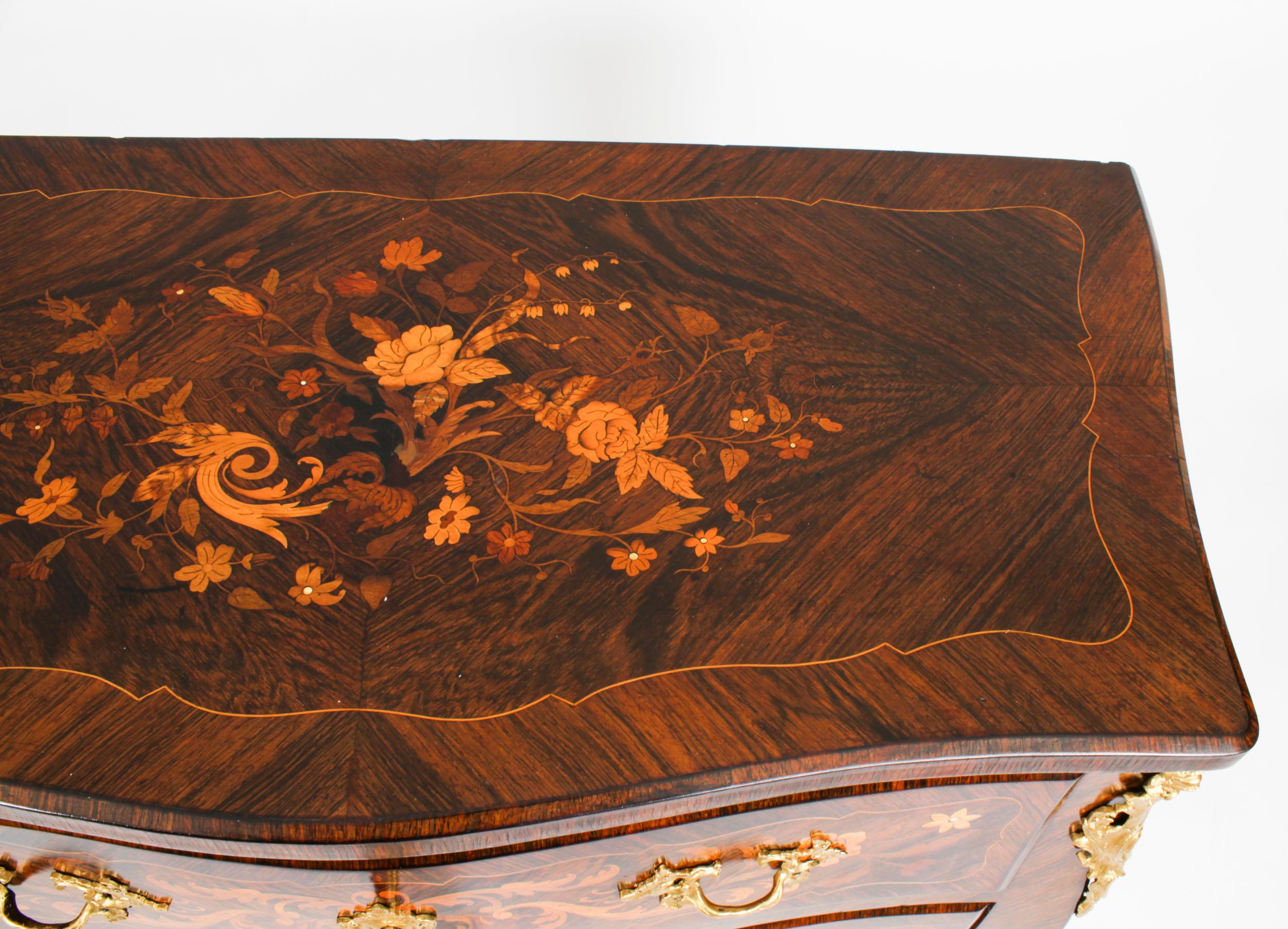 Antique French Louis Revival Marquetry Commode Chest of Drawers 19th Century For Sale 5