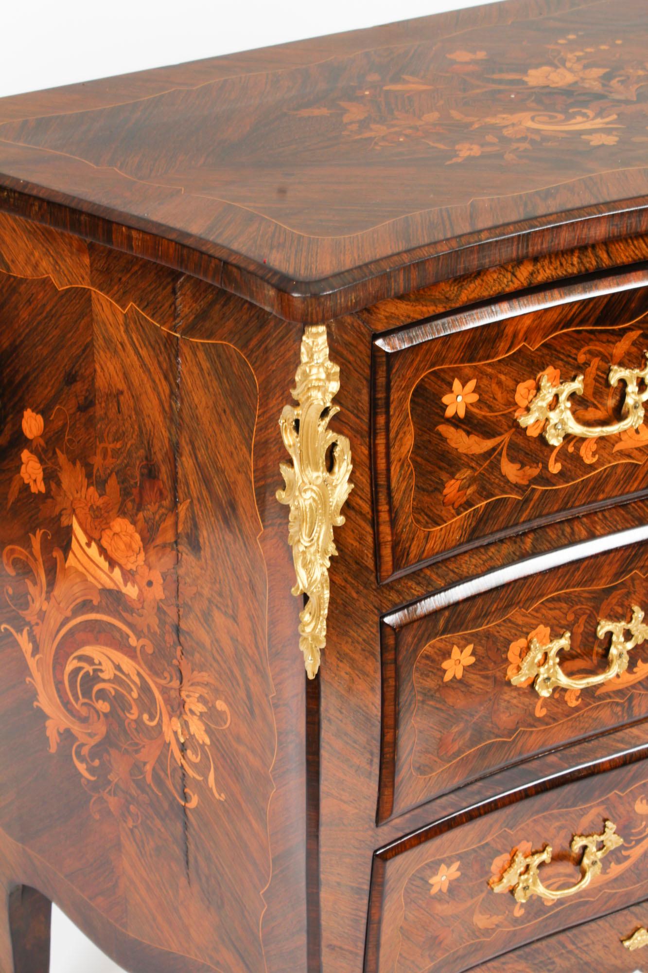 Antique French Louis Revival Marquetry Commode Chest of Drawers 19th Century For Sale 9
