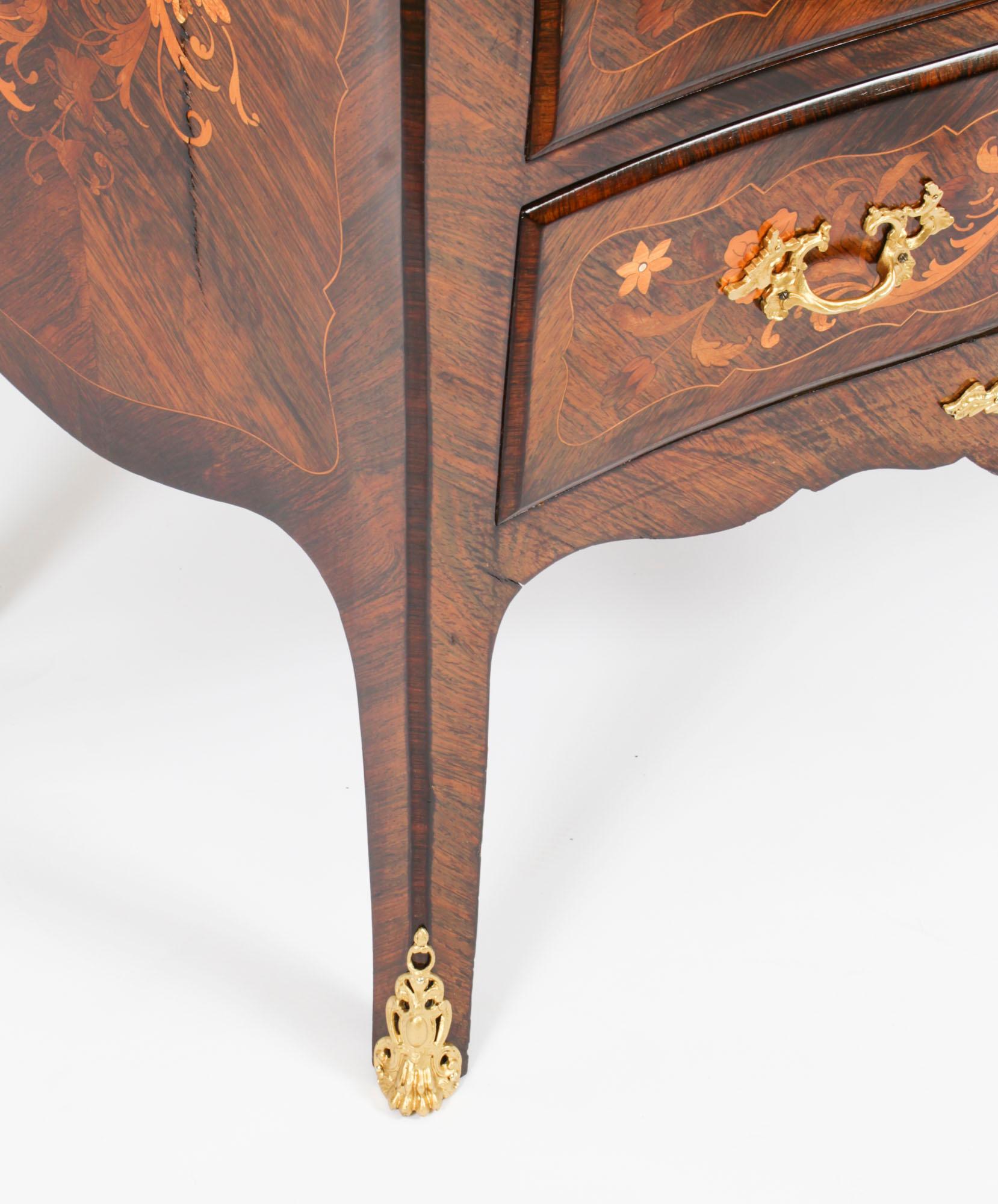 Antique French Louis Revival Marquetry Commode Chest of Drawers 19th Century For Sale 9
