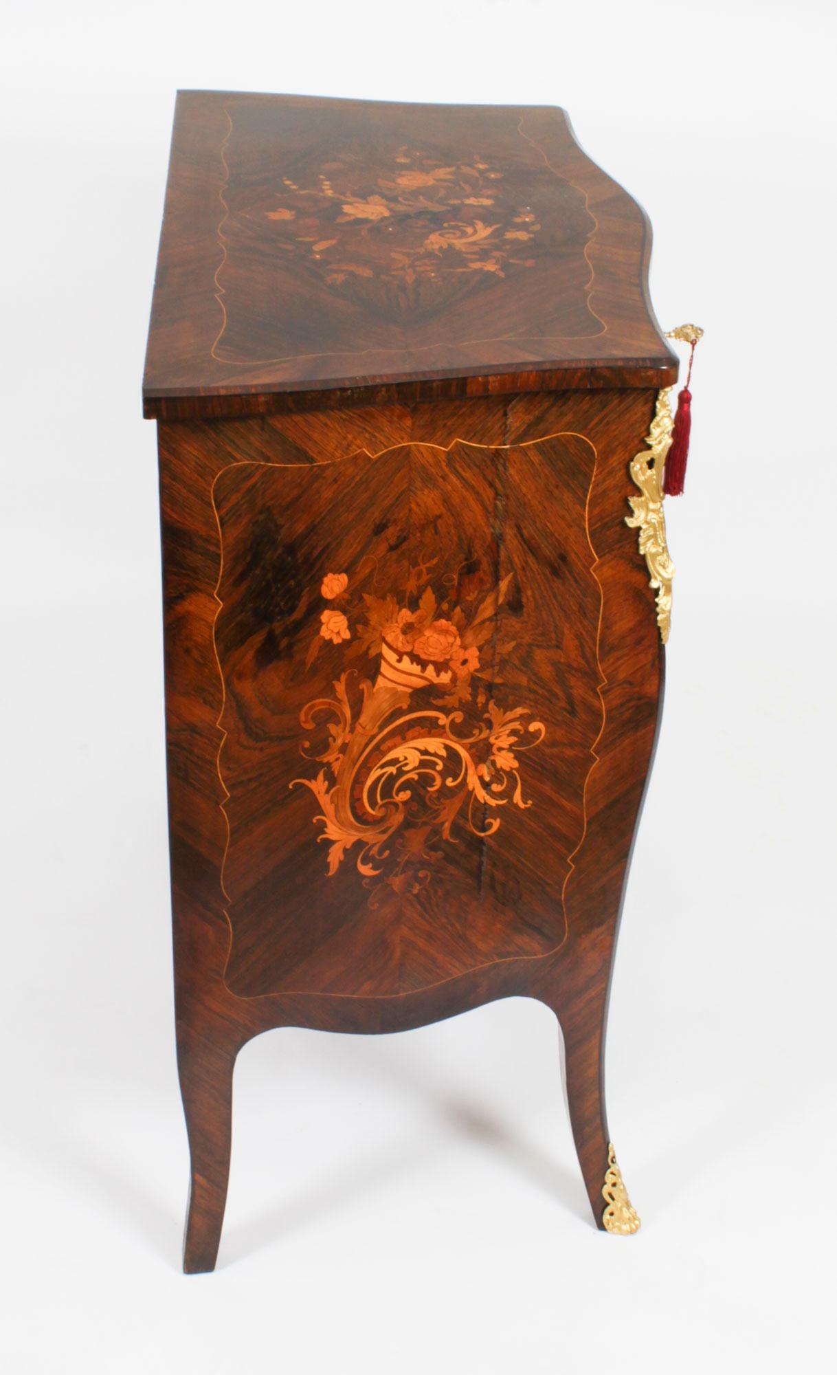Antique French Louis Revival Marquetry Commode Chest of Drawers 19th Century For Sale 11