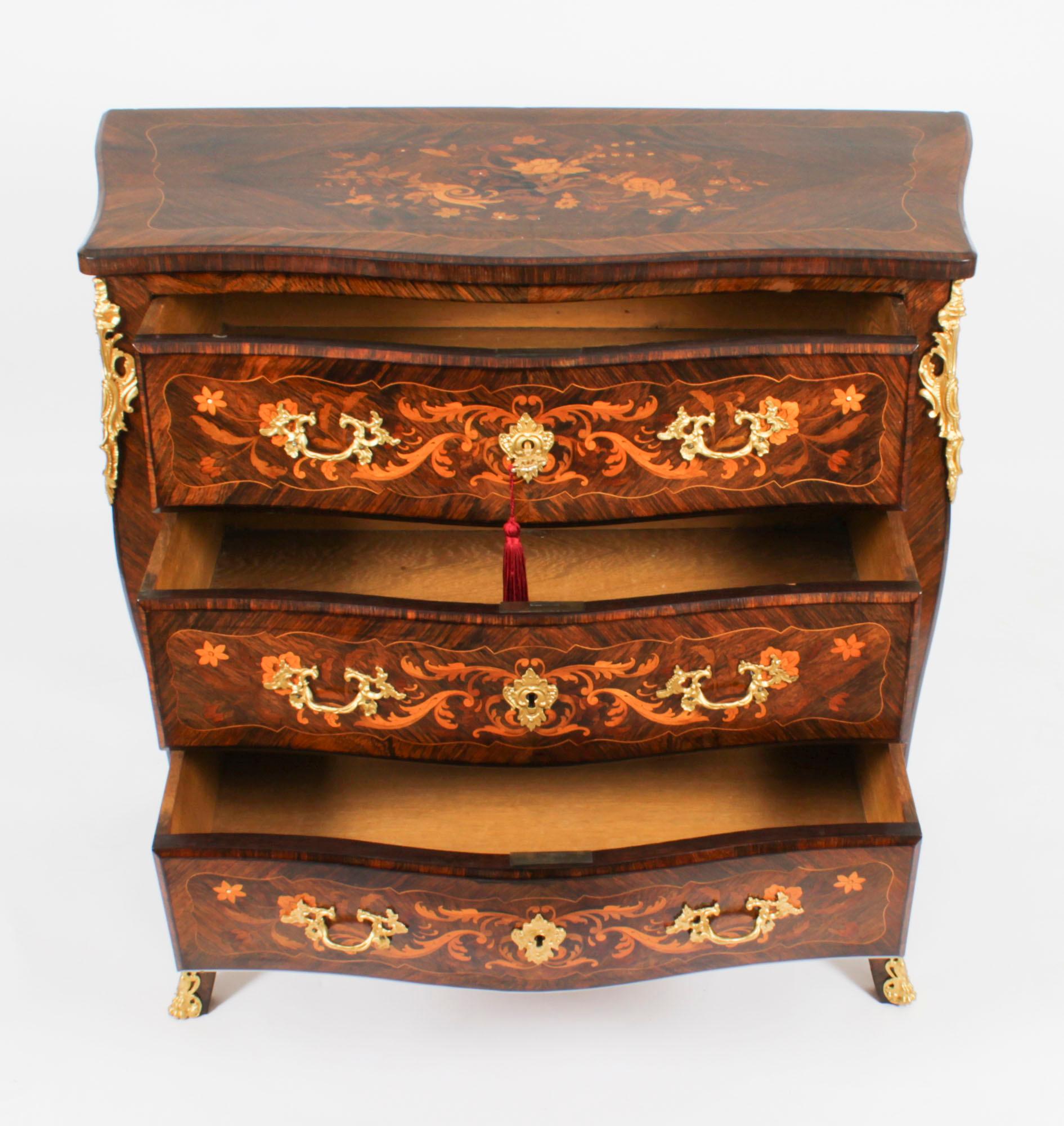 Antique French Louis Revival Marquetry Commode Chest of Drawers 19th Century For Sale 12