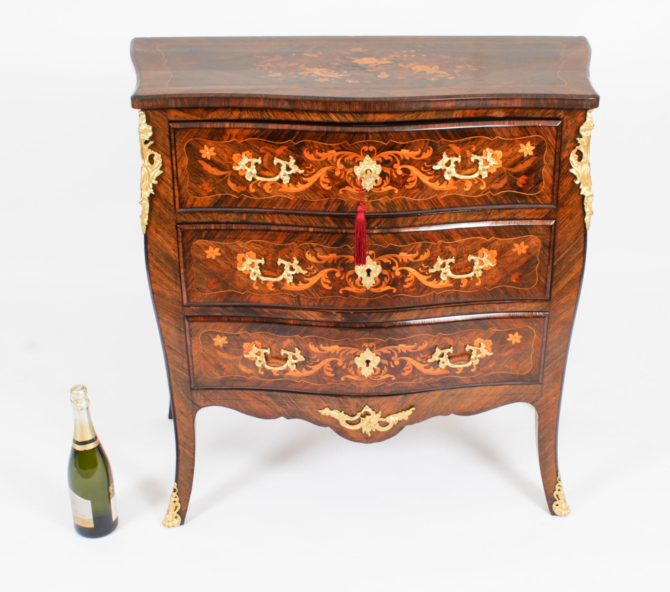 Antique French Louis Revival Marquetry Commode Chest of Drawers 19th Century For Sale 14