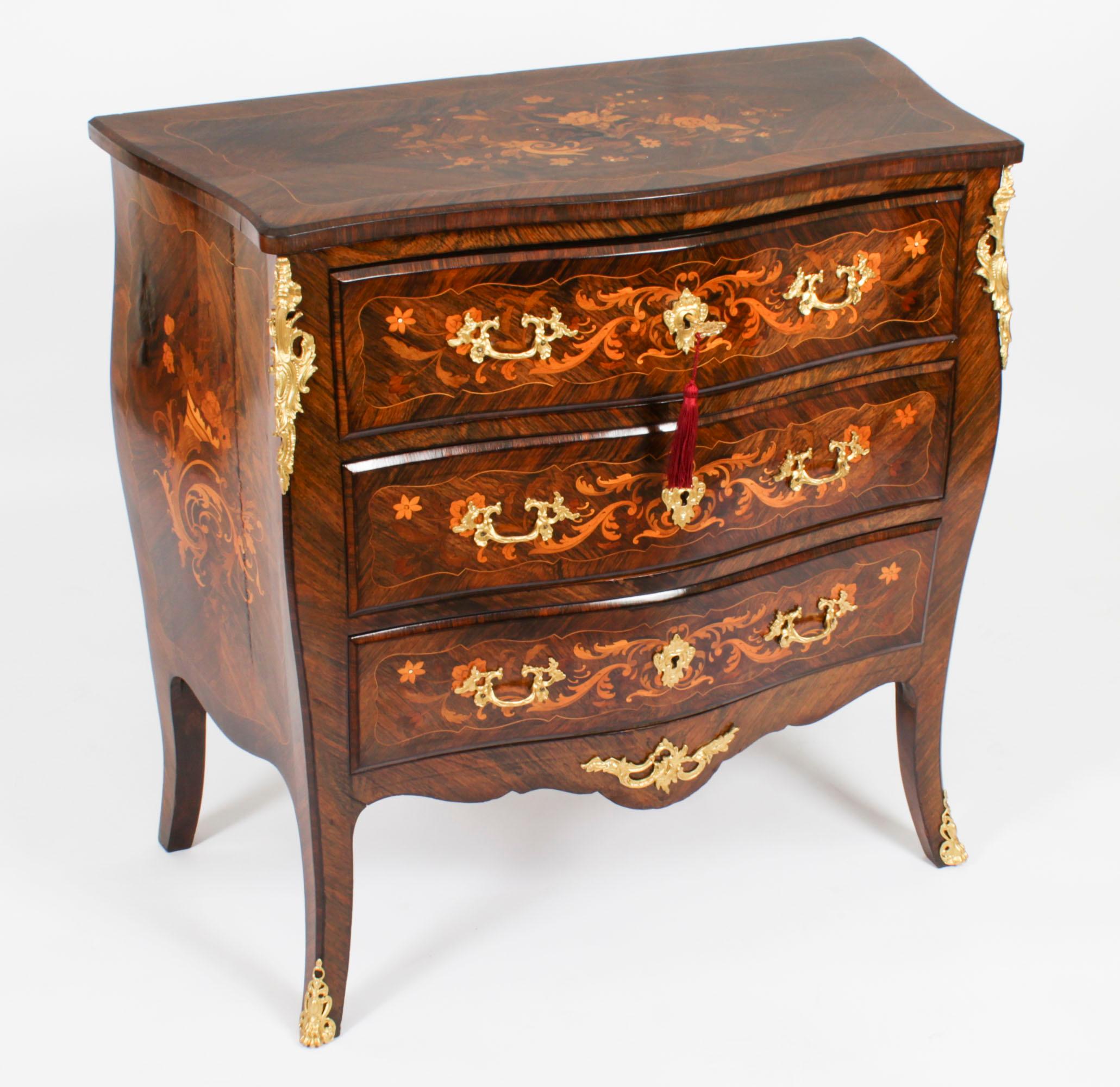 Antique French Louis Revival Marquetry Commode Chest of Drawers 19th Century For Sale 15