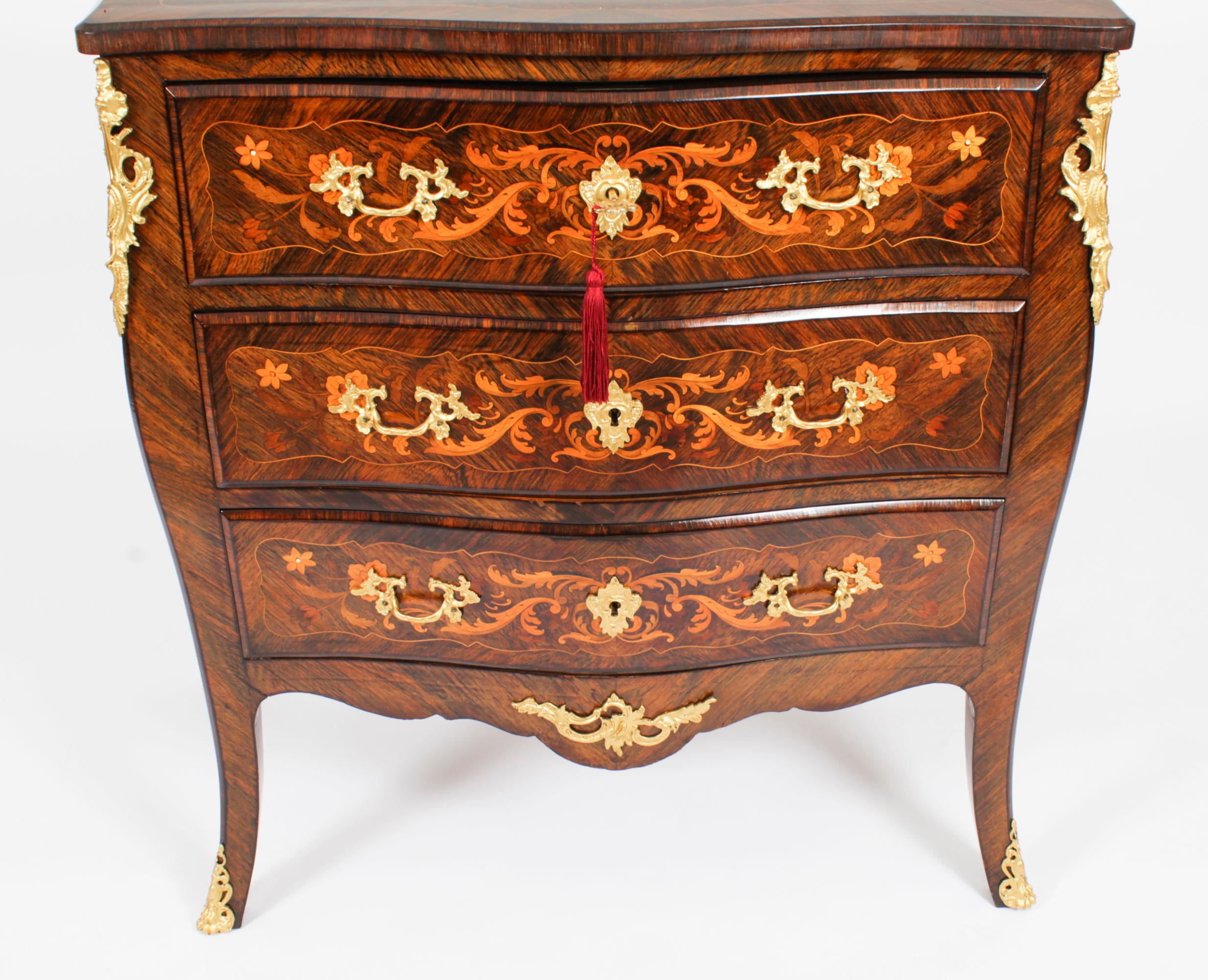 Antique French Louis Revival Marquetry Commode Chest of Drawers 19th Century In Good Condition For Sale In London, GB