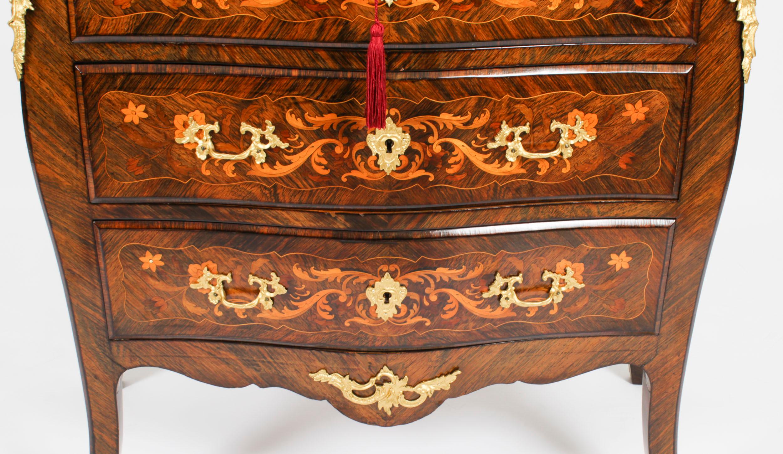 Late 19th Century Antique French Louis Revival Marquetry Commode Chest of Drawers 19th Century For Sale