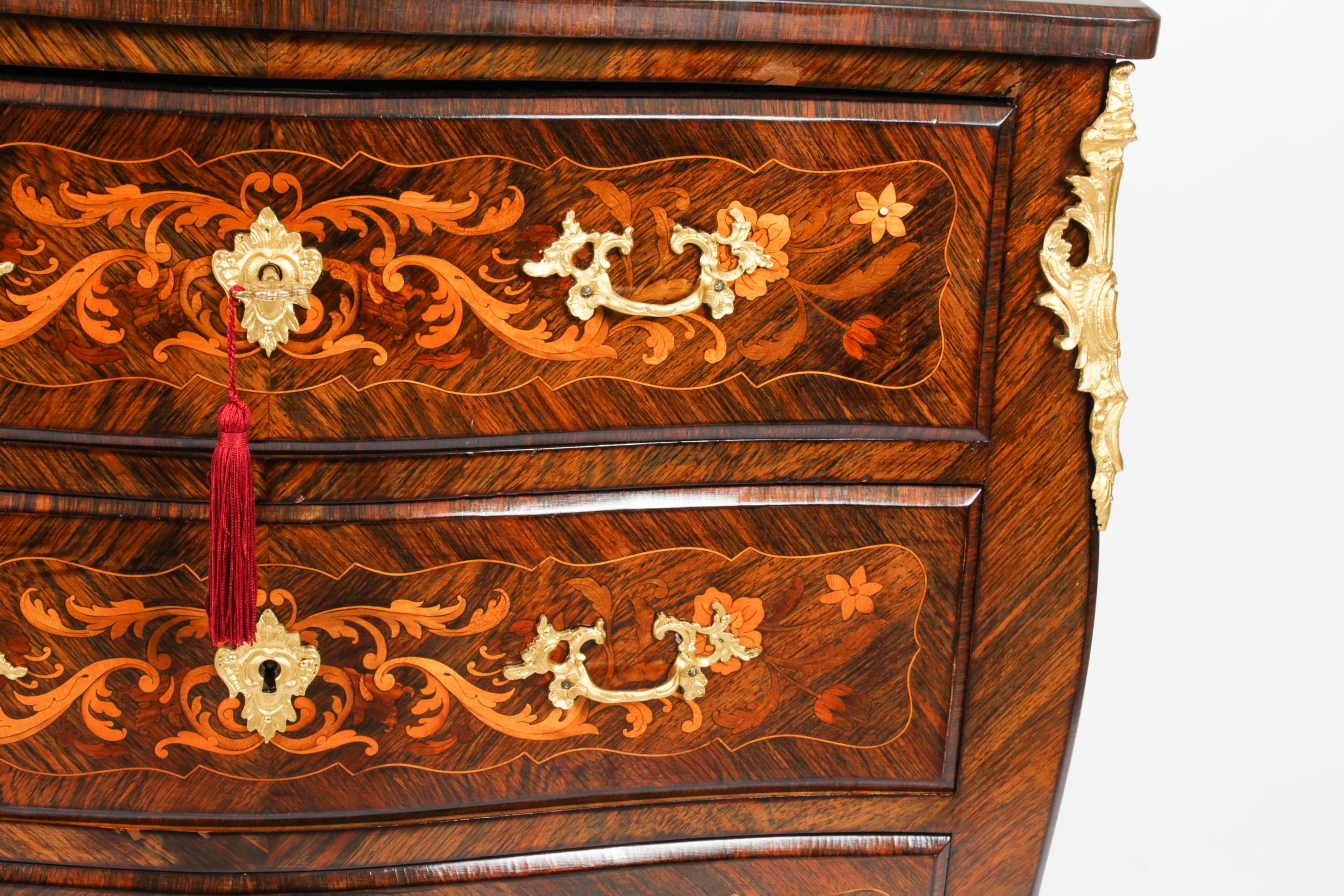 Ormolu Antique French Louis Revival Marquetry Commode Chest of Drawers 19th Century For Sale