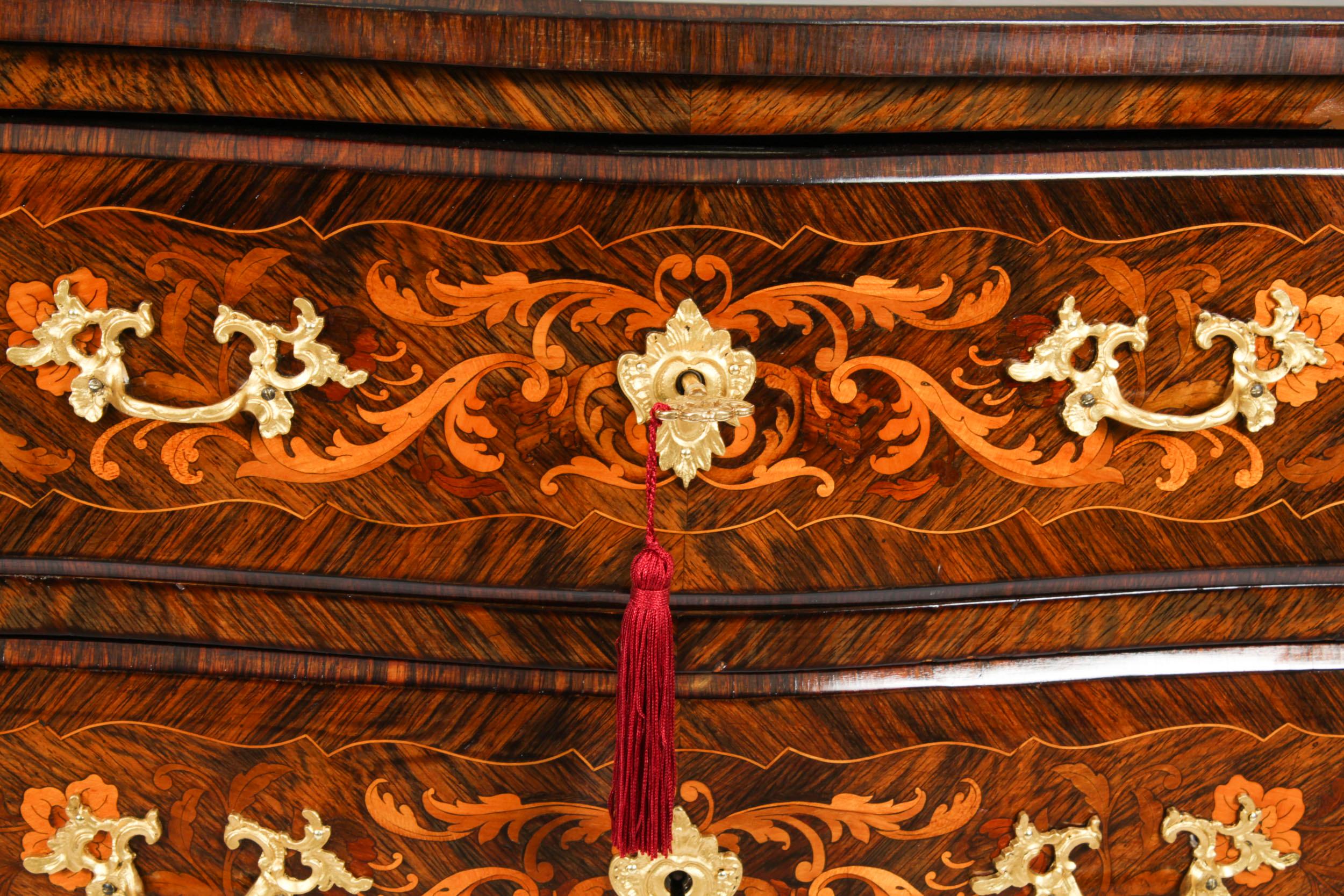 Ormolu Antique French Louis Revival Marquetry Commode Chest of Drawers 19th Century For Sale