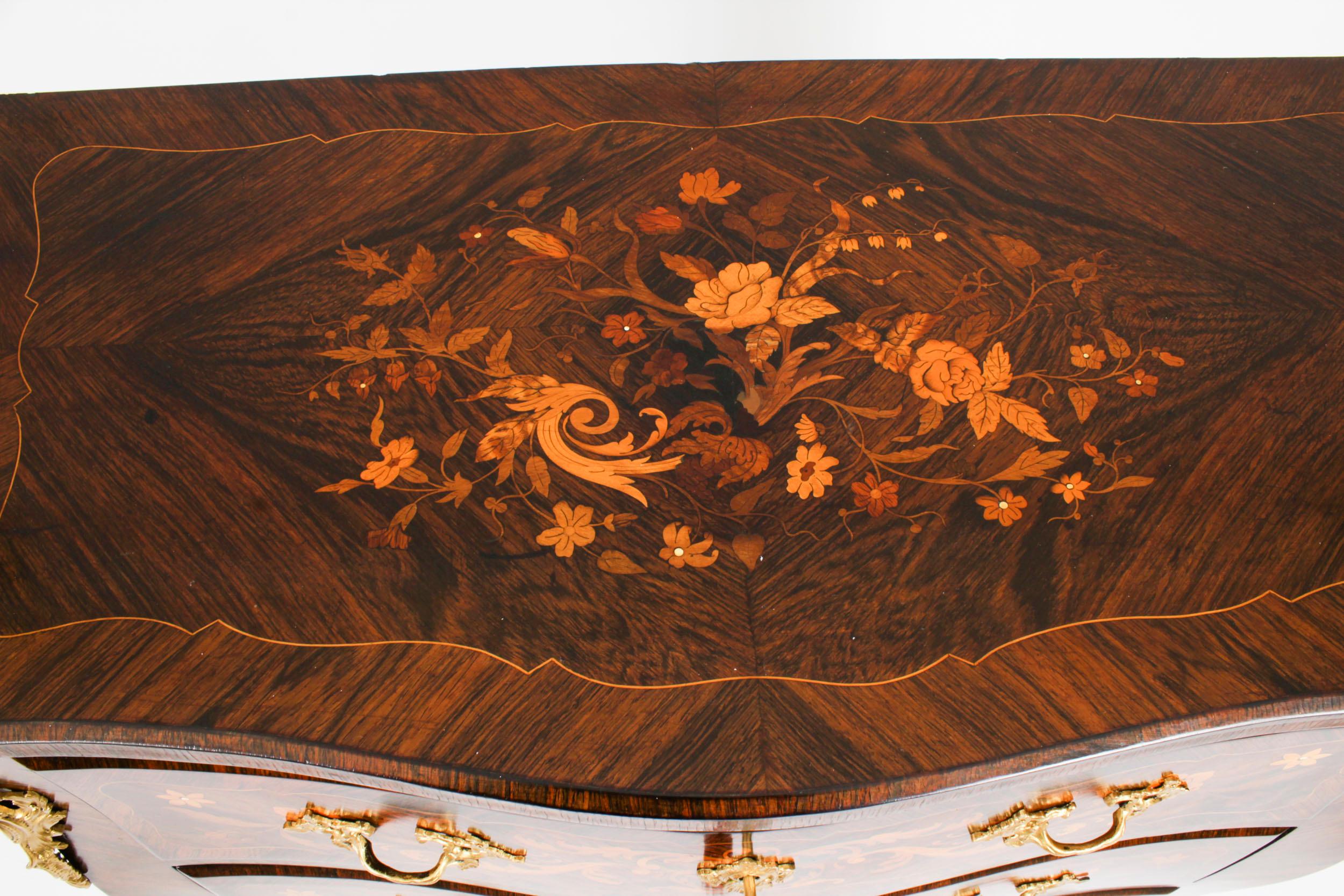 Antique French Louis Revival Marquetry Commode Chest of Drawers 19th Century For Sale 3