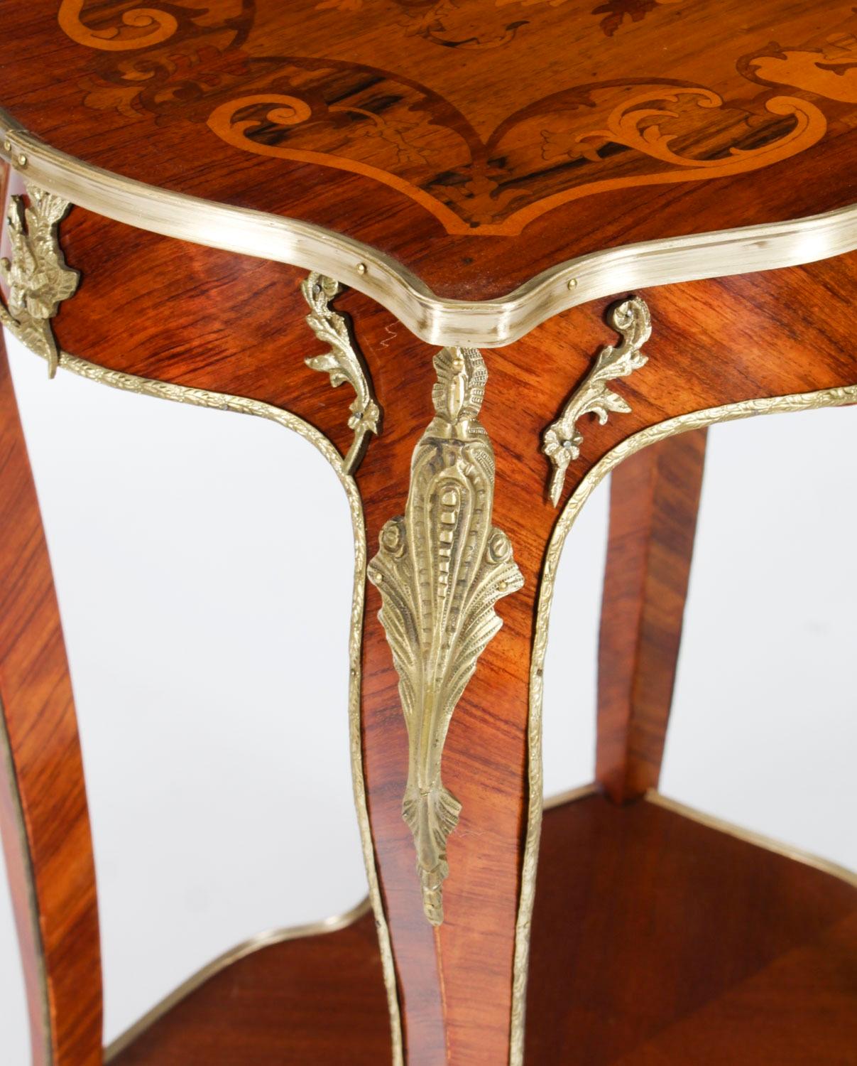 Similoro Antique French Louis Revival Marqutry Ormolu Occasional Table 19° Secolo in vendita