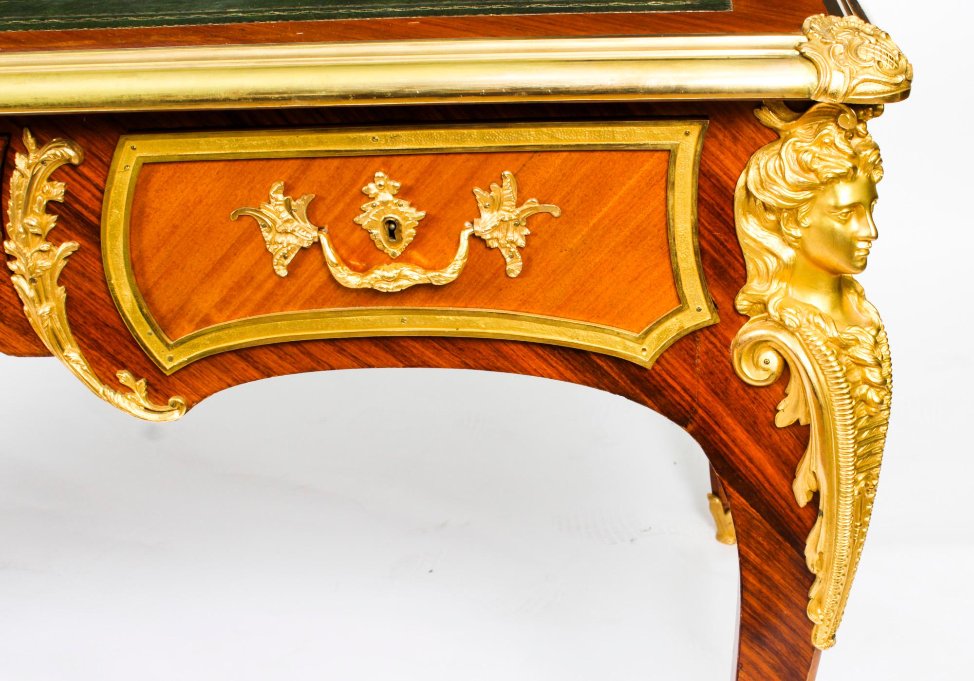 Antique French Louis Revival Ormolu Bureau Plat Desk, 19th C For Sale 11
