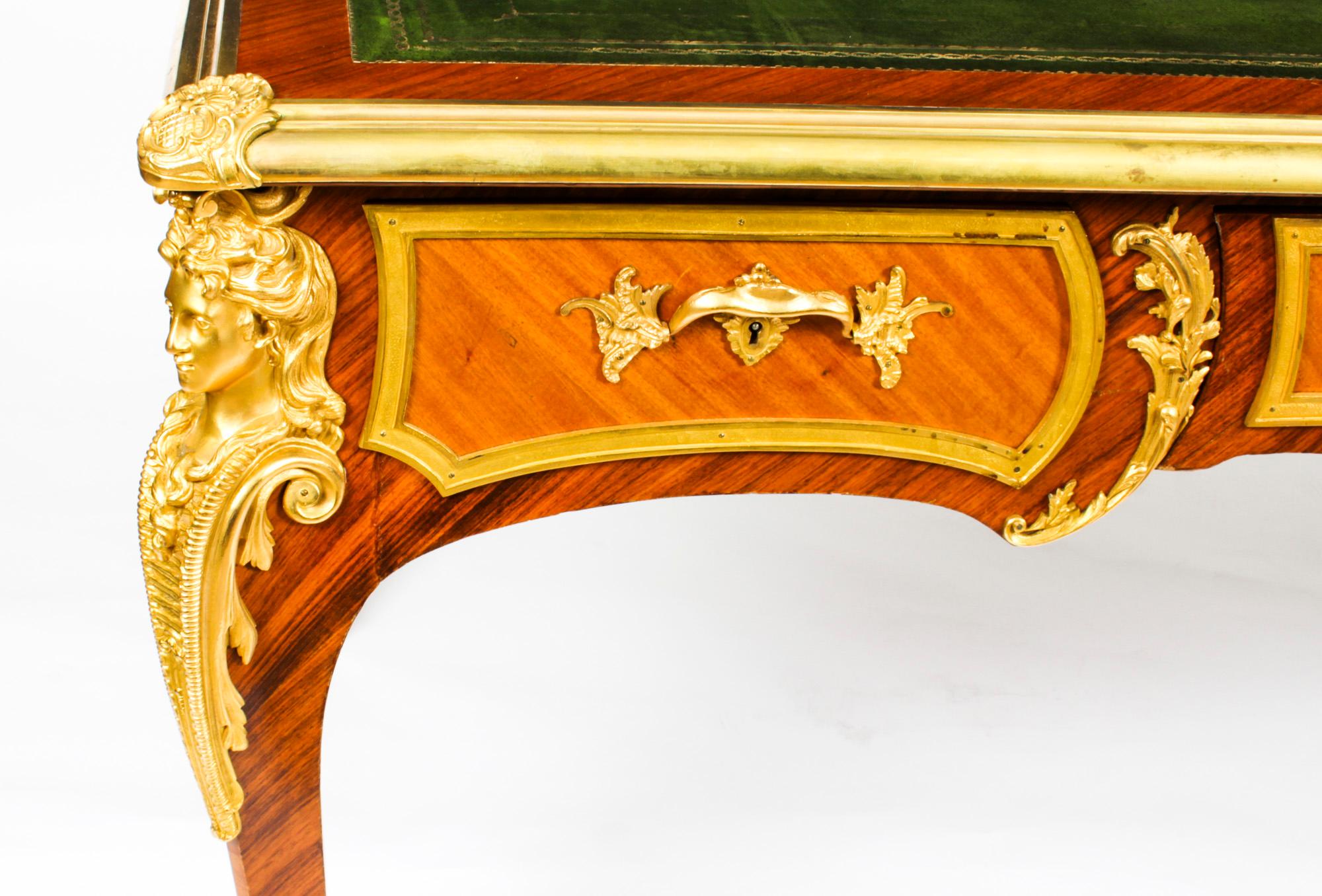 Antique French Louis Revival Ormolu Bureau Plat Desk, 19th C For Sale 14