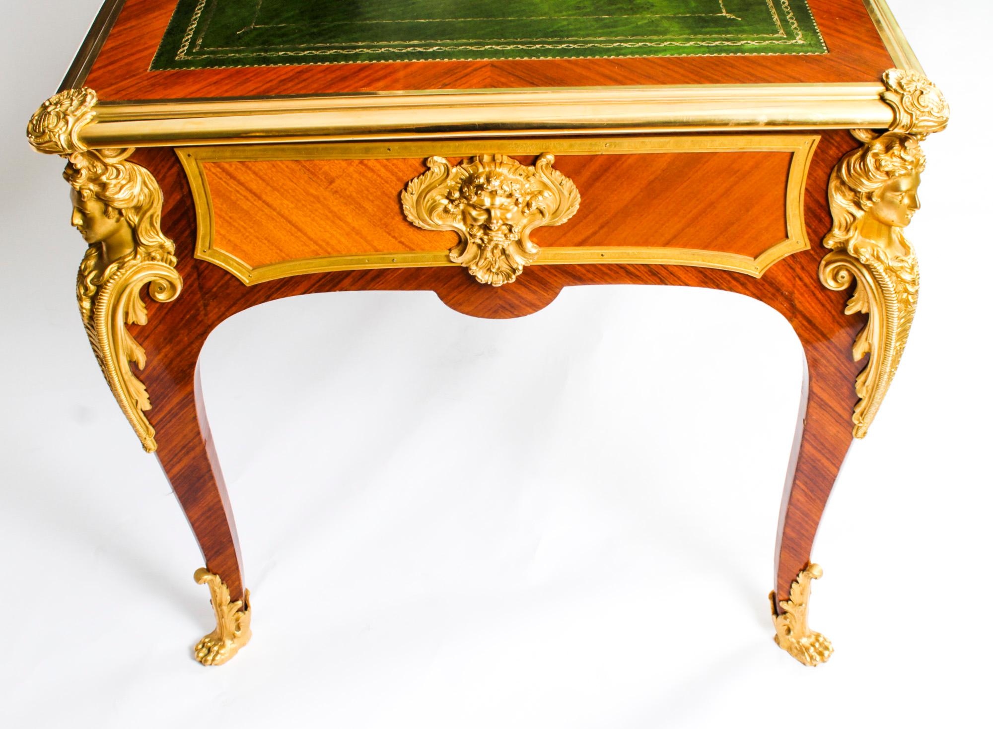 Antique French Louis Revival Ormolu Bureau Plat Desk, 19th C For Sale 15