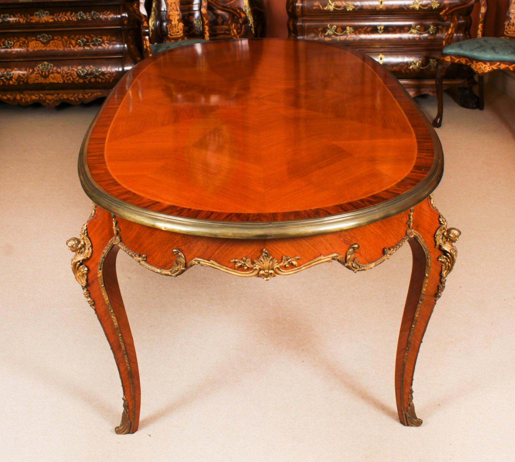 Ancien bureau de table à manger de style Louis Revival français monté en bronze doré 20ème siècle en vente 6