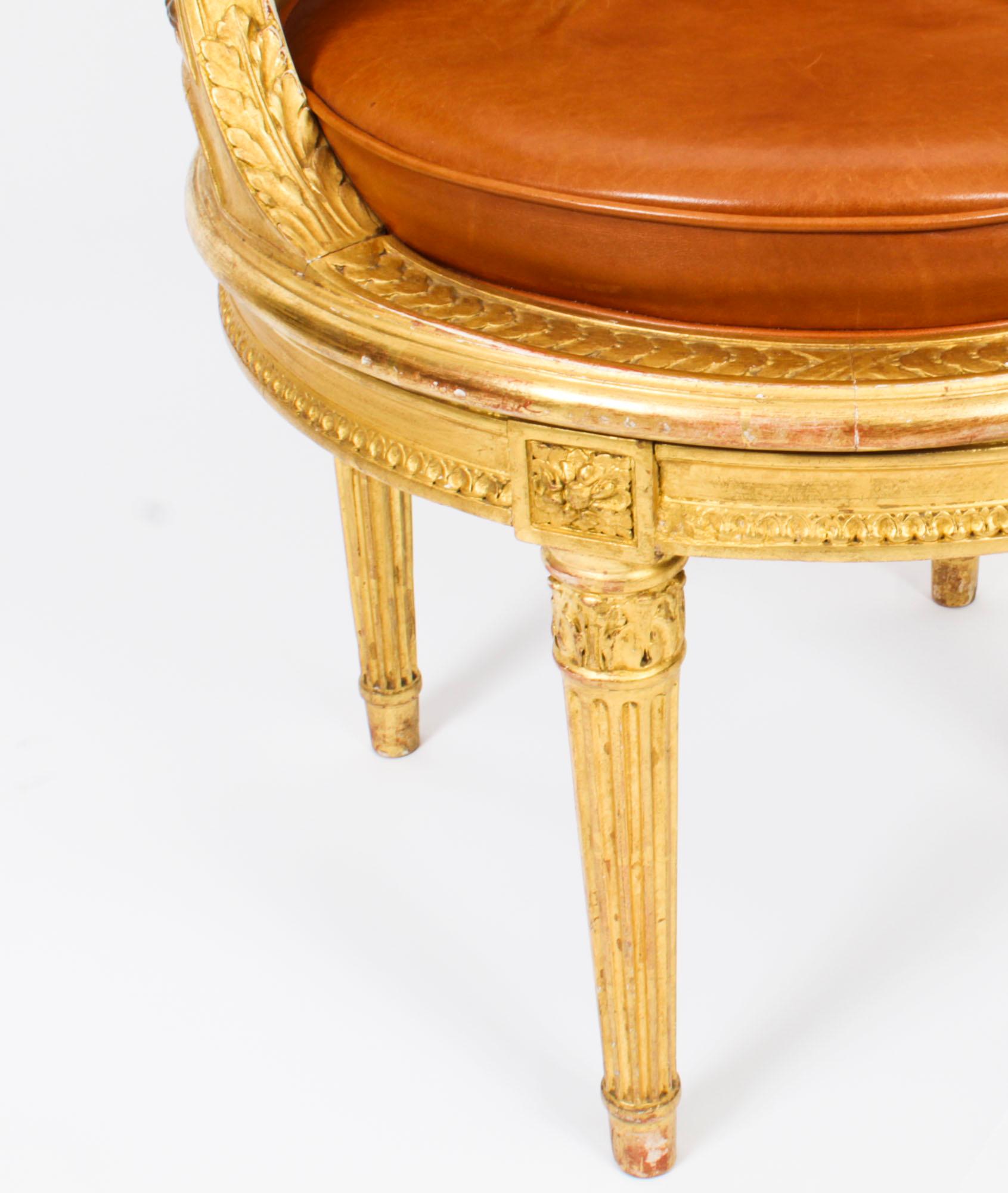 Antique French Louis Revival Revolving Fauteuil de Bureau Desk Chair 19th C. 2